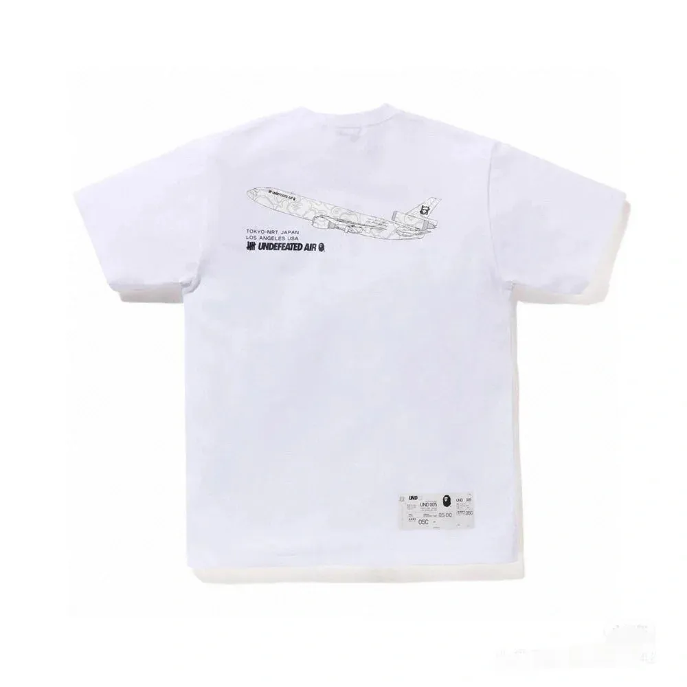 P110 001002 UNDEFEATED x BAPE collaboration series, five-stripe letter pattern printed ape head round neck short-sleeved T-shirt, same style for men and women, size smlxlxxl, black and blue, white and blue