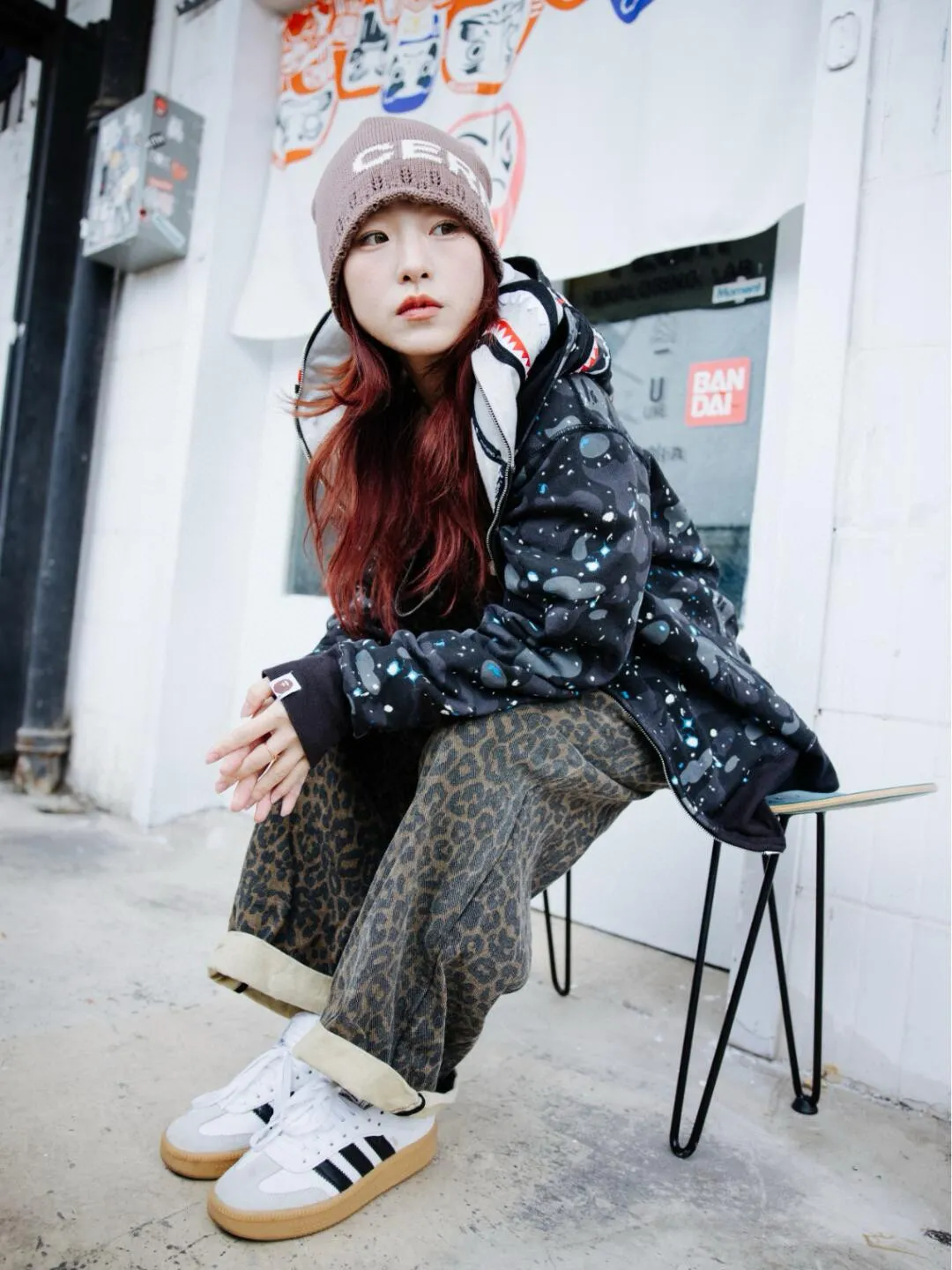 💰440 BAPE SPACE CAMO SHARK 21SS Luminous starry sky camouflage double-headed shark sweatshirt Couple style: S—XXL [Black White]
