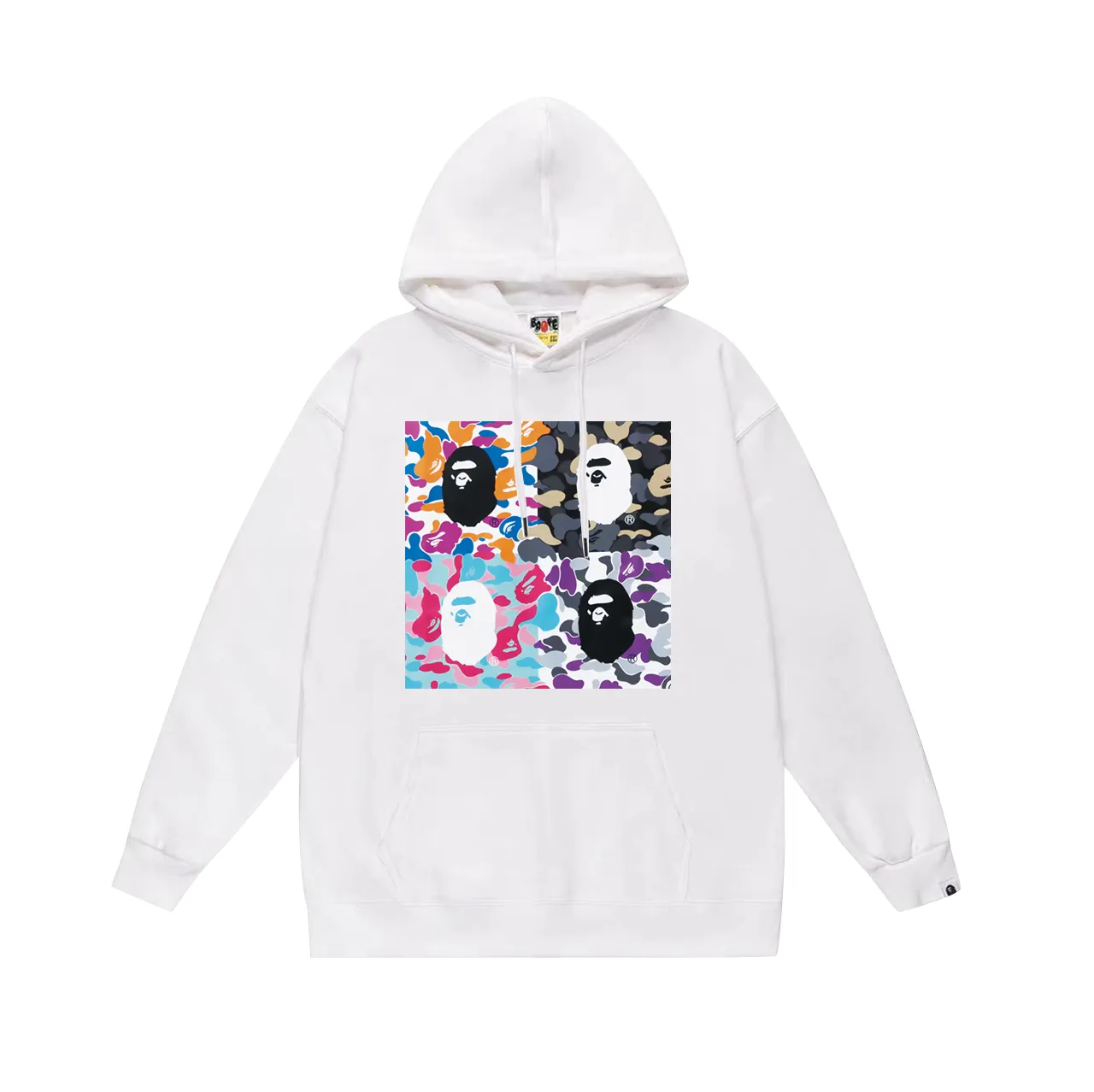Model No. SC741# Terry p160 plus velvet 180💰 (top version) BAPE ape head letter printed hooded sweatshirt Made of 380g large terry (drop shoulder large version) fabric, soft and non-pilling, imported environmentally friendly printing glue, bright and three-dimensional pattern, quality 💥Same style for men and women. The upper body is trendy. Color: black white gray Size: S M L XL XXL