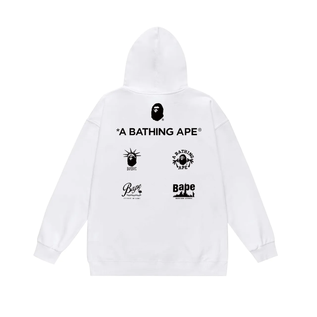 Model No. SC741# Terry p160 plus velvet 180💰 (top version) BAPE ape head letter printed hooded sweatshirt Made of 380g large terry (drop shoulder large version) fabric, soft and non-pilling, imported environmentally friendly printing glue, bright and three-dimensional pattern, quality 💥Same style for men and women. The upper body is trendy. Color: black white gray Size: S M L XL XXL