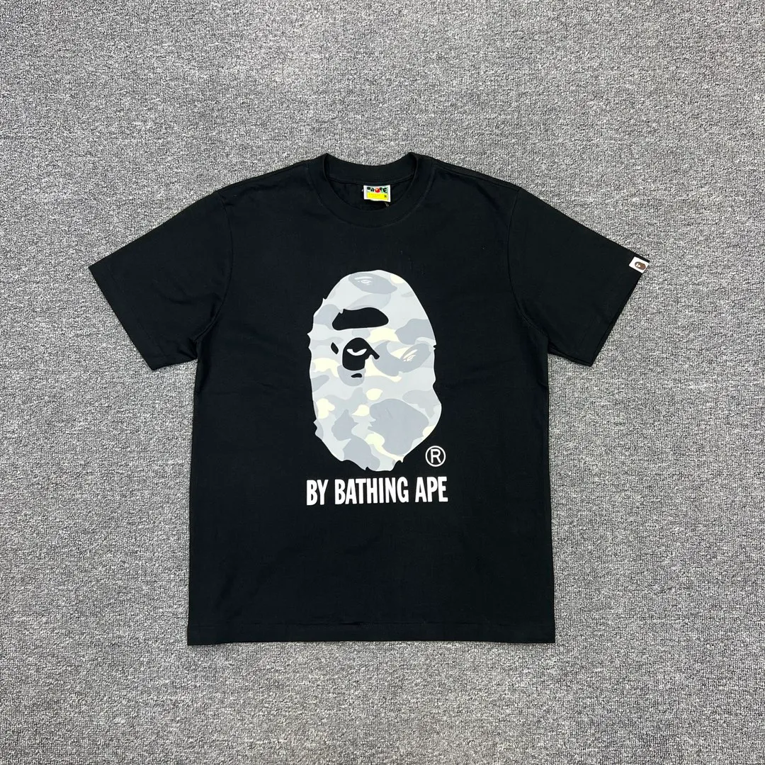 💰140 BAPECITY CAMO APE TEE luminous camouflage letter print 280g weight linen cotton fabric ZP version couple model: S-XXL [black gray white gray black black white black]