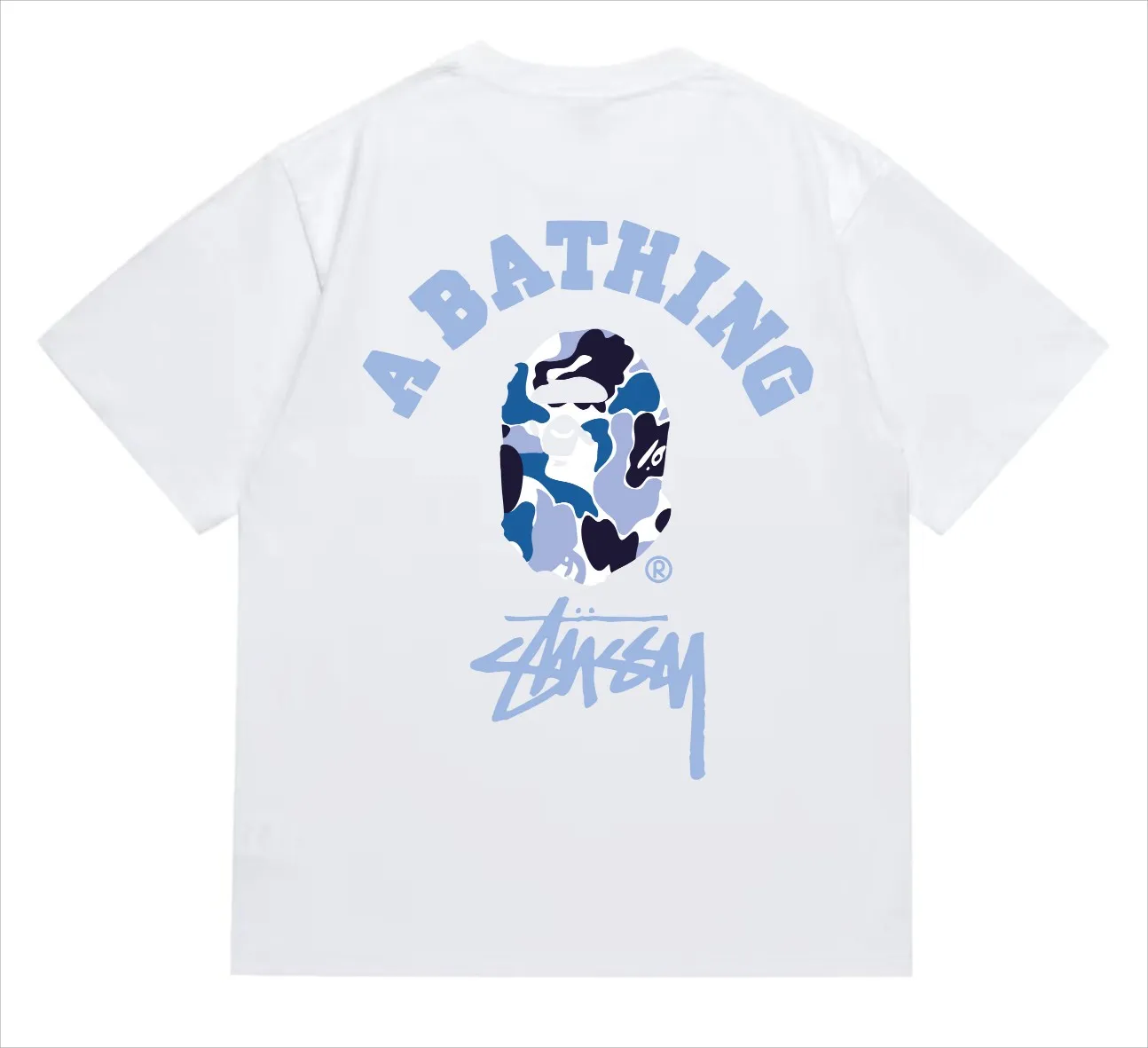 SC213#p110💰 (Top version) BAPE×Stussy co-branded Stussy letter ape print T-shirt Made of 260 grams of high-quality high-weave pure cotton fabric, double yarn combed, soft texture and no pilling Imported environmentally friendly printing glue The pattern is bright and three-dimensional The quality is the same for men and women The upper body is trendy Color: Black White Gray Pink Red Size: S M L XL XXL