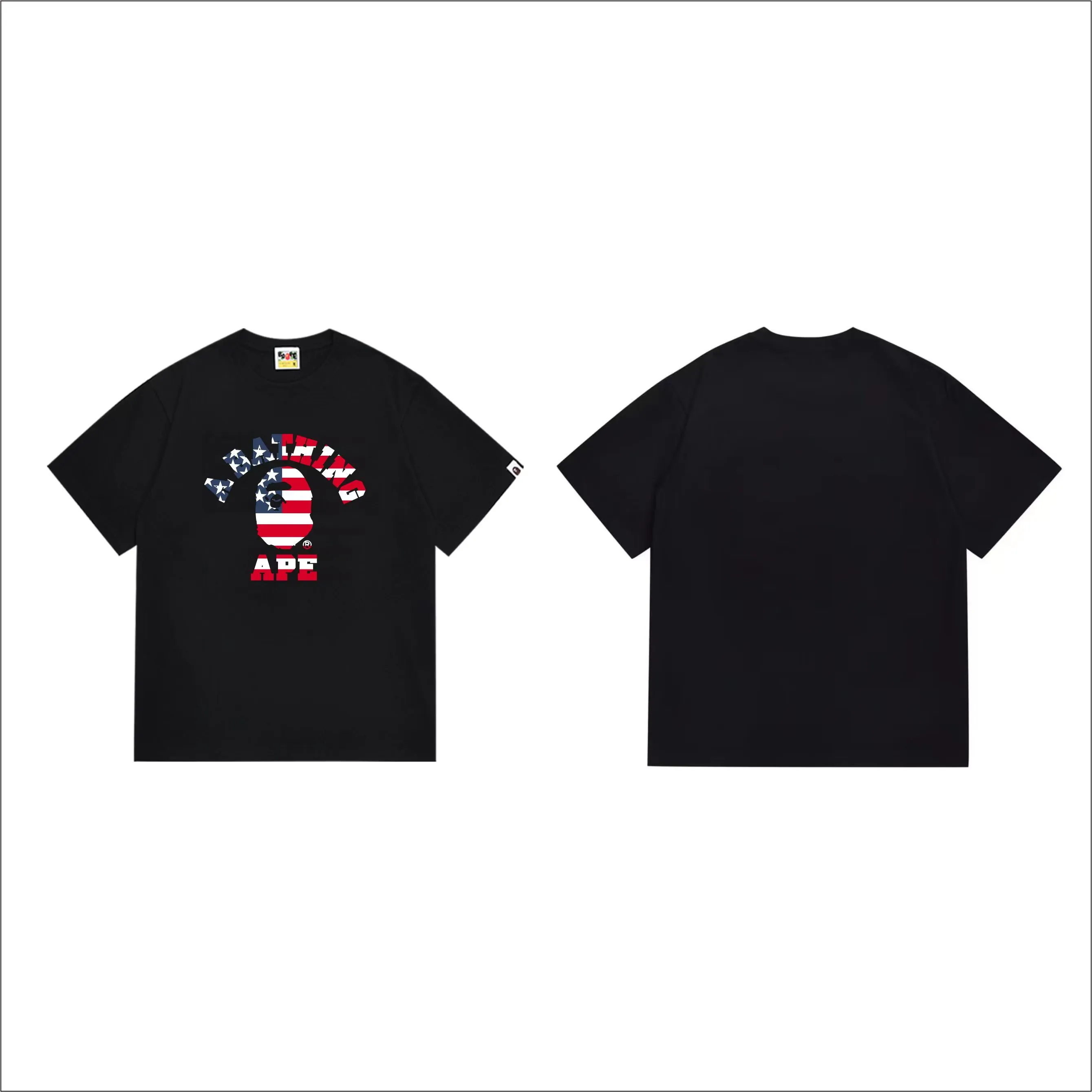 SC298#p110💰 (top version) BAPE uses 260 grams of high-quality high-weave pure cotton fabric, double yarn combed, soft texture and no pilling, imported environmentally friendly printing glue, bright and three-dimensional pattern, quality 💥Same style for men and women, the upper body is fashionable Color: black white Size: S M L XL XXL