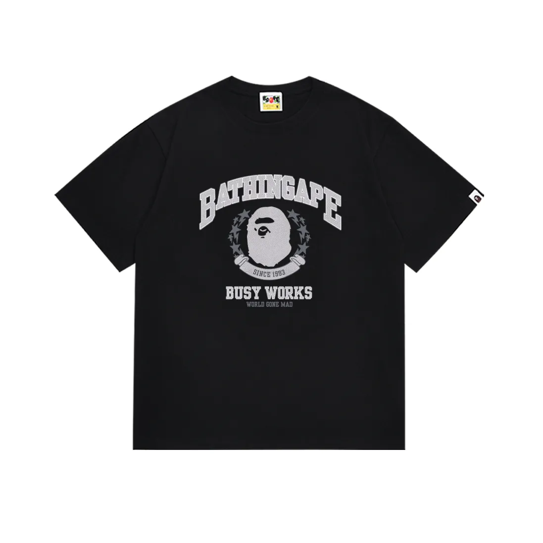 SC169#p110💰 (top version) BAPE BATHING APE RELAXED camouflage ape print short-sleeved T-shirt Made of 260 grams of high-quality high-weave pure cotton fabric, double yarn combed, soft and non-pilling, imported environmentally friendly printing glue, bright and three-dimensional pattern, quality 💥Same style for men and women. The upper body is trendy. Color: black white Size: S M L XL XXL