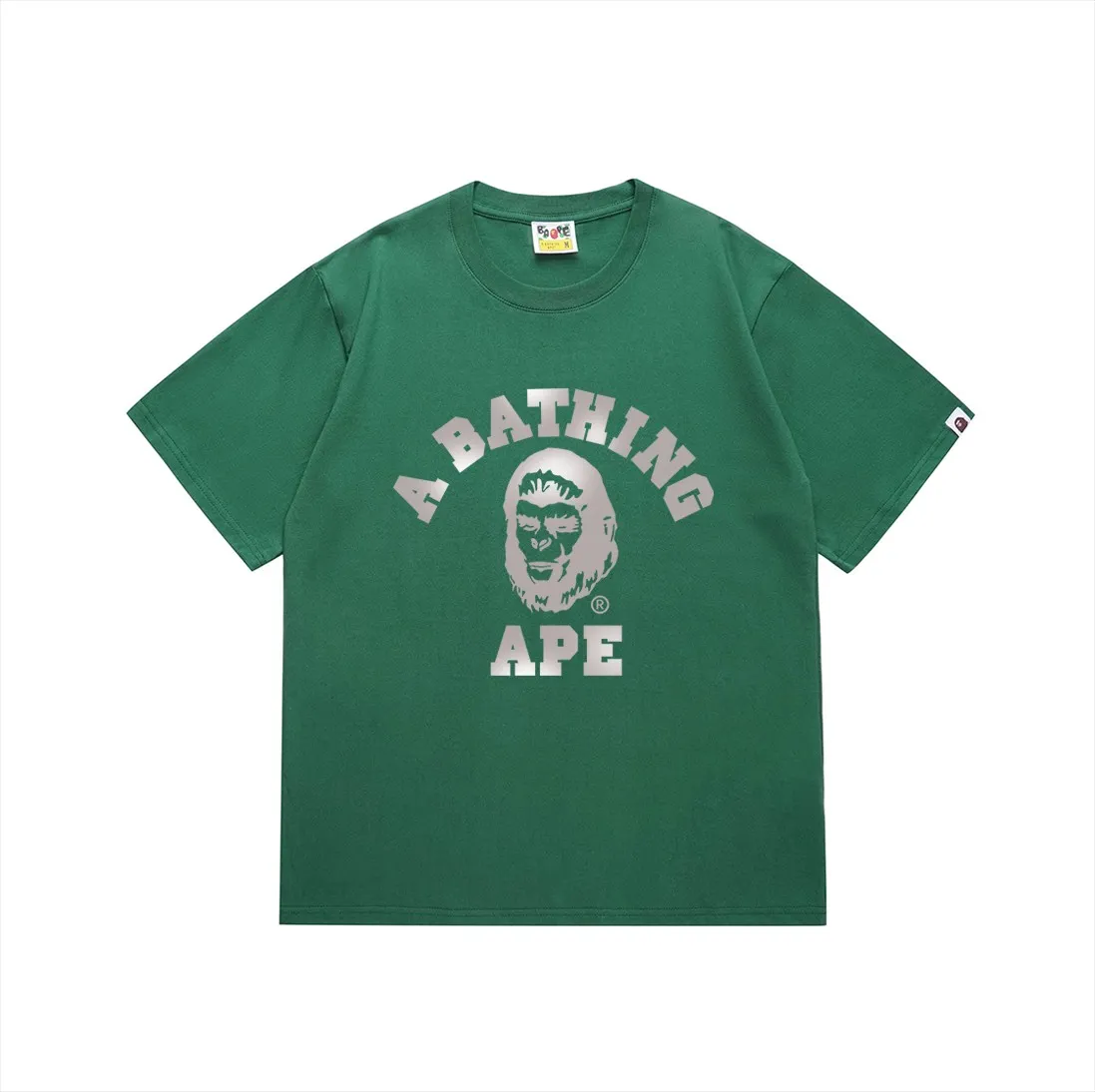SC187#p110💰 (top version) BAPE COLLEGE GRAPHIC TEE comic letter T-shirt Made of 260 grams of high-quality high-weave pure cotton fabric, double yarn combed, soft and non-pilling texture, imported environmentally friendly printing glue, bright and three-dimensional pattern, quality 💥Same style for men and women, the upper body is fashionable Color: Navy Blue Green Khaki Brown Size: S M L XL XXL