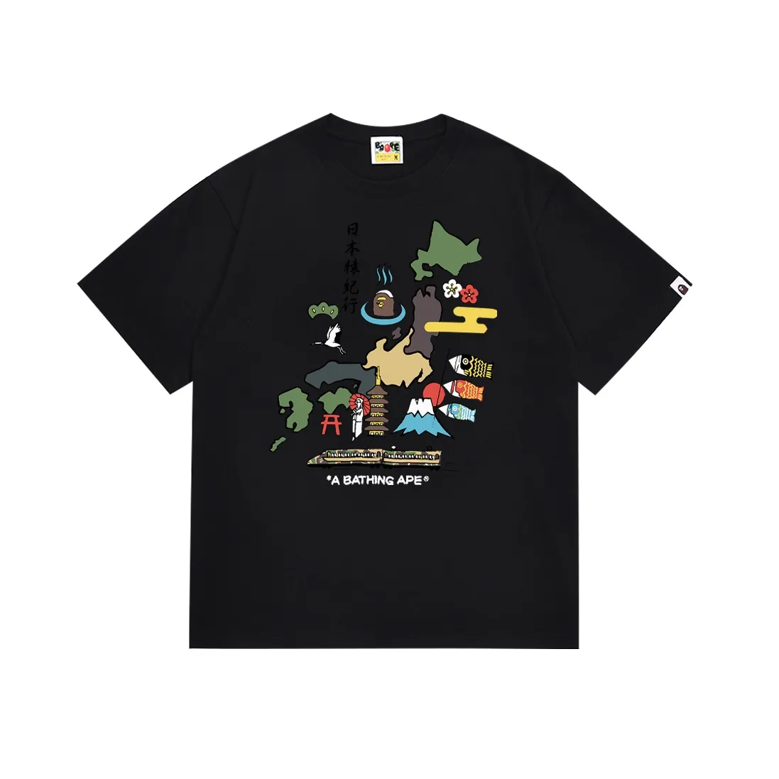 SC128#p110💰 (Top version) BAPE Japanese Ape Monkey Head Letters printed short-sleeved T-shirt Made of 260 grams of high-quality high-weave pure cotton fabric, double yarn combed, soft and non-pilling texture, imported environmentally friendly printing glue, bright and three-dimensional pattern, quality 💥Same style for men and women, the upper body is fashionable Color: black white Size: S M L XL XXL