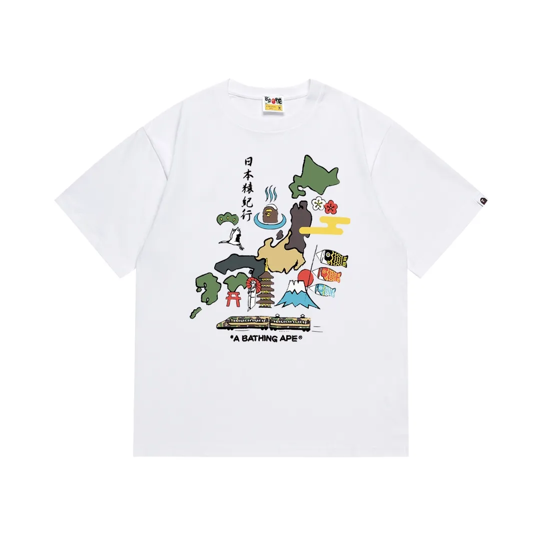 SC128#p110💰 (Top version) BAPE Japanese Ape Monkey Head Letters printed short-sleeved T-shirt Made of 260 grams of high-quality high-weave pure cotton fabric, double yarn combed, soft and non-pilling texture, imported environmentally friendly printing glue, bright and three-dimensional pattern, quality 💥Same style for men and women, the upper body is fashionable Color: black white Size: S M L XL XXL
