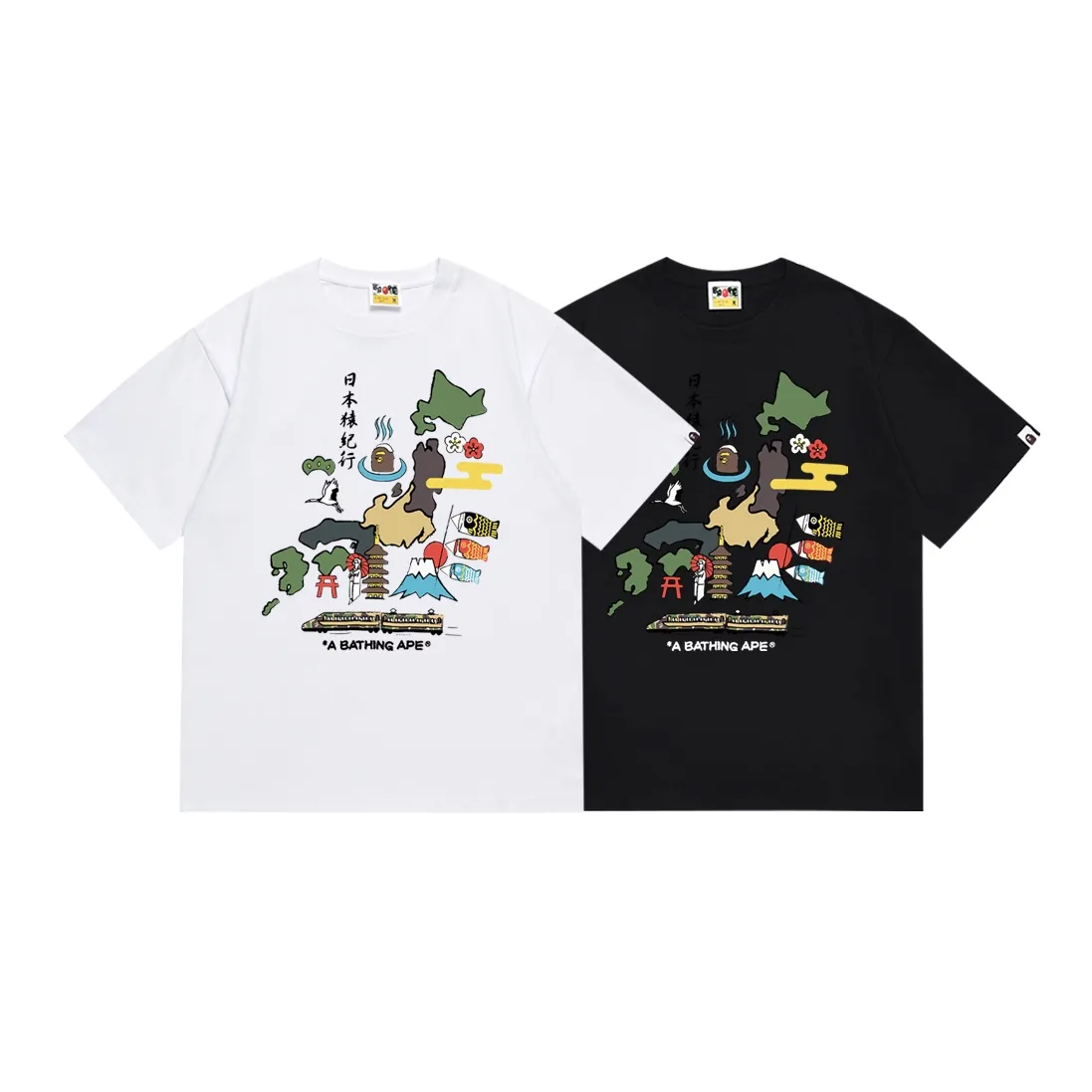 SC128#p110💰 (Top version) BAPE Japanese Ape Monkey Head Letters printed short-sleeved T-shirt Made of 260 grams of high-quality high-weave pure cotton fabric, double yarn combed, soft and non-pilling texture, imported environmentally friendly printing glue, bright and three-dimensional pattern, quality 💥Same style for men and women, the upper body is fashionable Color: black white Size: S M L XL XXL