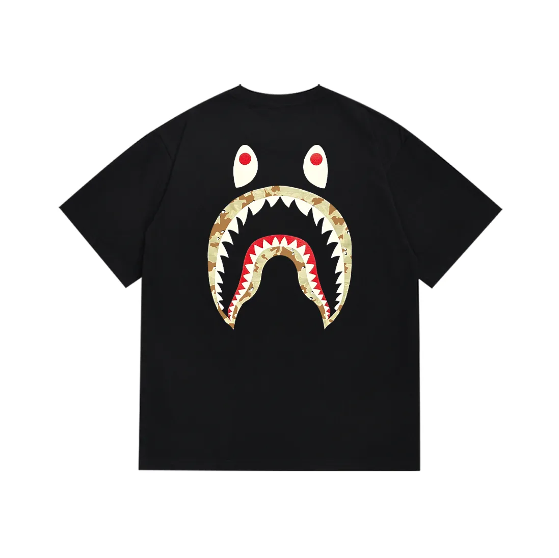 SC182#p110💰 (Top version) BAPE co-branded Stussy shark printed short-sleeved T-shirt Made of 260 grams of high-quality high-weave pure cotton fabric, double yarn combed, soft and non-pilling, imported environmentally friendly printing glue, bright and three-dimensional pattern, quality 💥Same style for men and women, the upper body is fashionable Color: black Size: S M L XL XXL