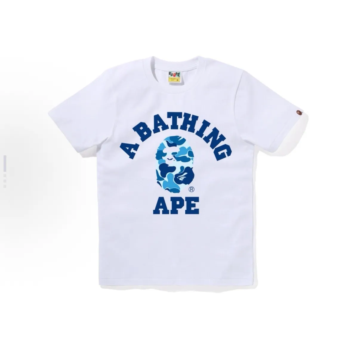P110 001120 BAPE SS25 camouflage ape pattern comfortable and versatile short-sleeved T-shirt, same style for men and women, size smlxlxxl, white pink, black pink, white blue, black blue