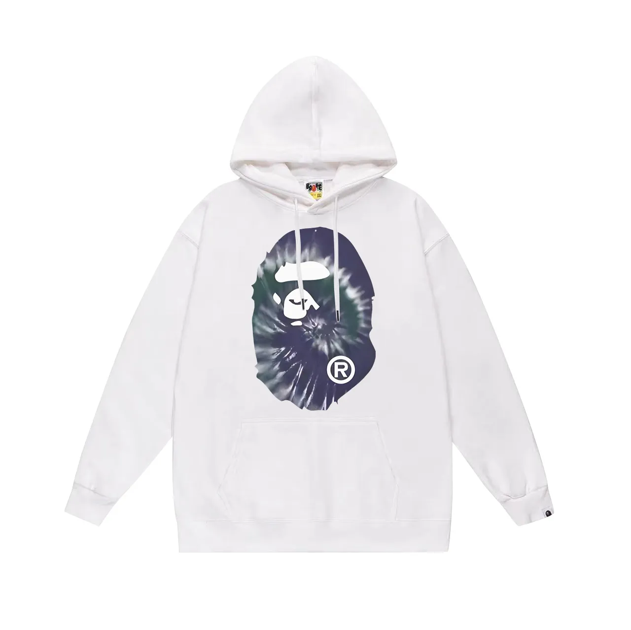 Model No. SC707#terry p160 plus velvet 180💰 (top version) BAPE autumn and winter tie-dyed ape head print round neck sweatshirt. Made of 350g large terry (drop shoulder large version) fabric. The texture is soft and non-pilling. Imported environmentally friendly printing glue. The pattern is bright and three-dimensional. Quality💥Same style for men and women. The upper body is trendy. Color: black white gray Size: S M L XL XXL