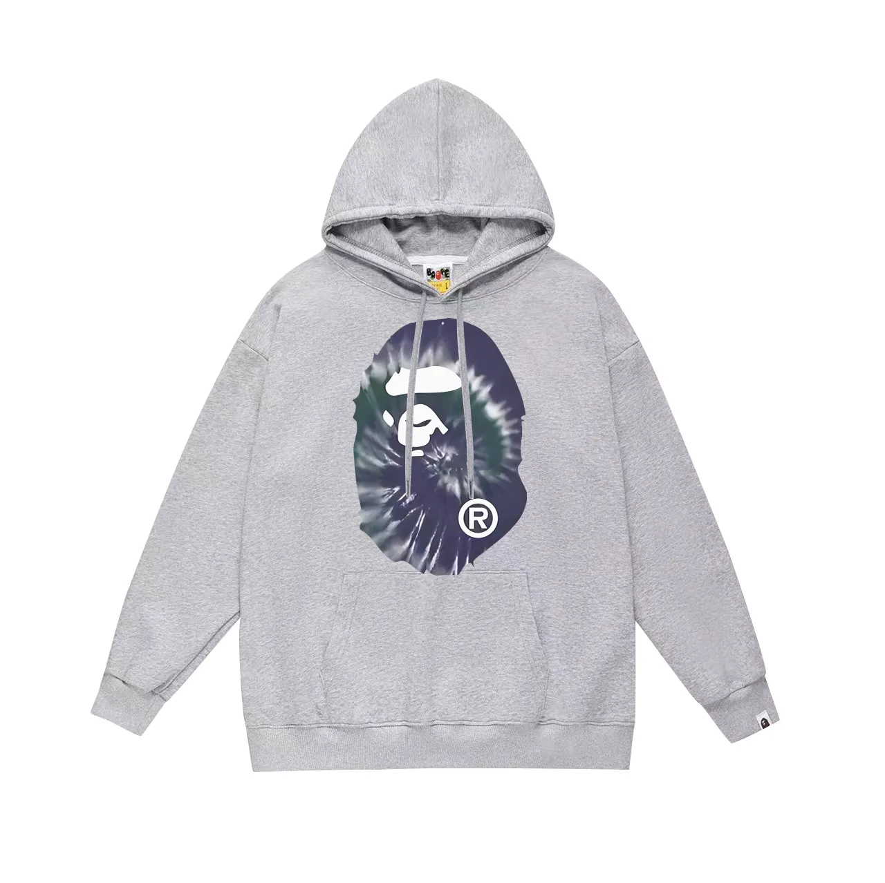Model No. SC707#terry p160 plus velvet 180💰 (top version) BAPE autumn and winter tie-dyed ape head print round neck sweatshirt. Made of 350g large terry (drop shoulder large version) fabric. The texture is soft and non-pilling. Imported environmentally friendly printing glue. The pattern is bright and three-dimensional. Quality💥Same style for men and women. The upper body is trendy. Color: black white gray Size: S M L XL XXL