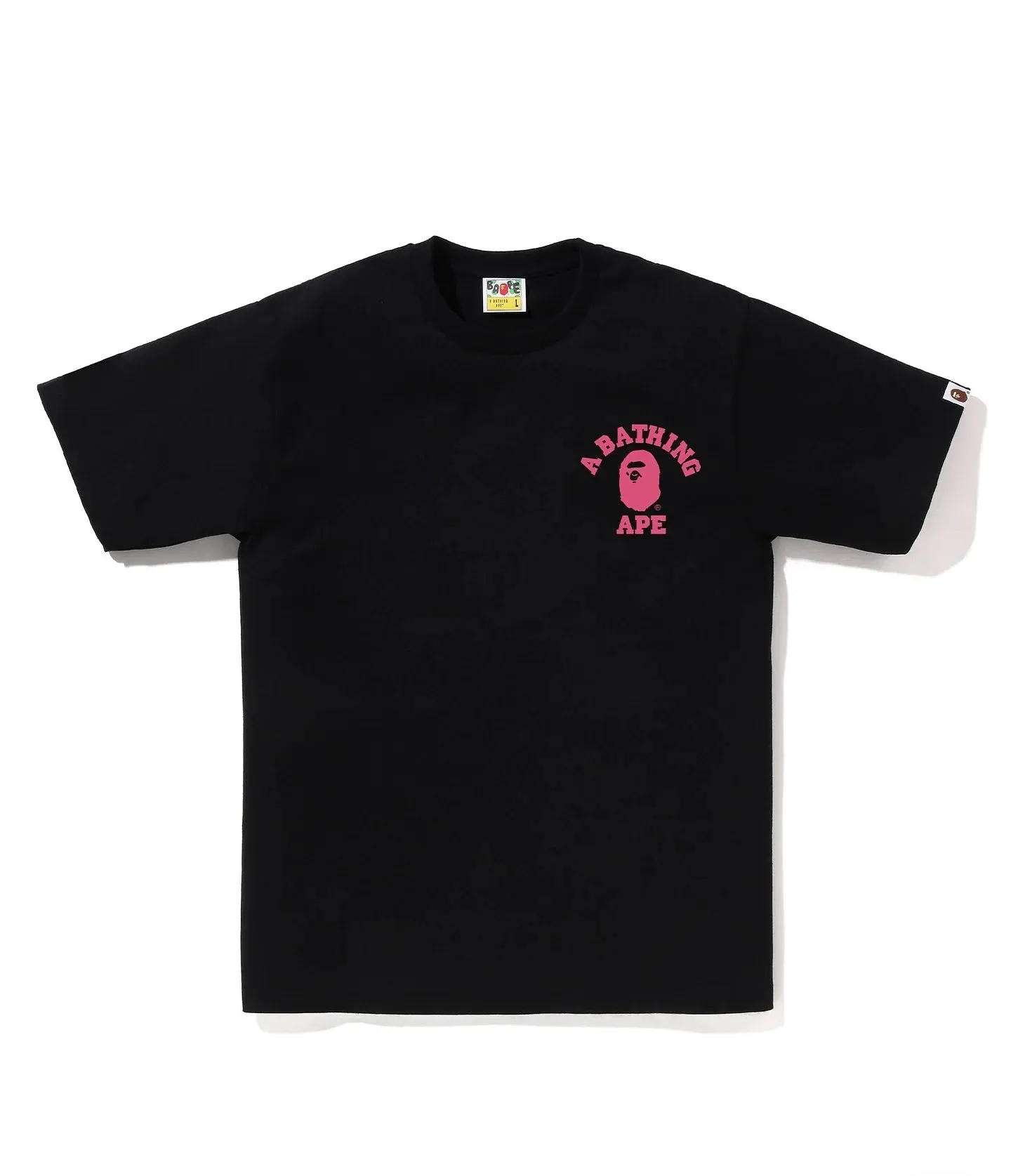 P110 001133 BAPE SS25 ABC CAMO series camouflage letter ape head print loose cuffs logo short-sleeved T-shirt, same style for men and women, size smlxlxxl, black pink, white pink, black green, white green, black blue, white blue
