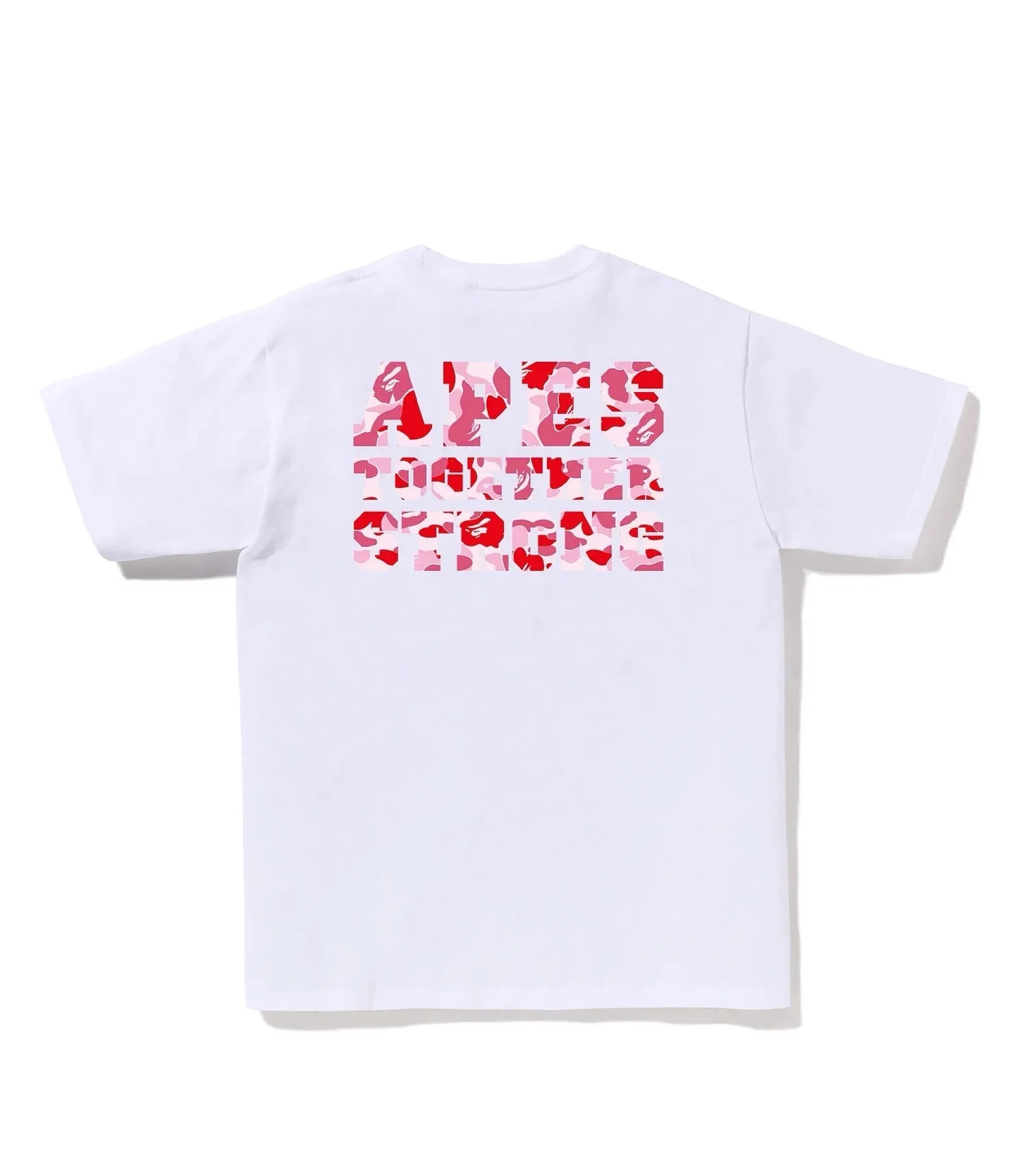 P110 001133 BAPE SS25 ABC CAMO series camouflage letter ape head print loose cuffs logo short-sleeved T-shirt, same style for men and women, size smlxlxxl, black pink, white pink, black green, white green, black blue, white blue