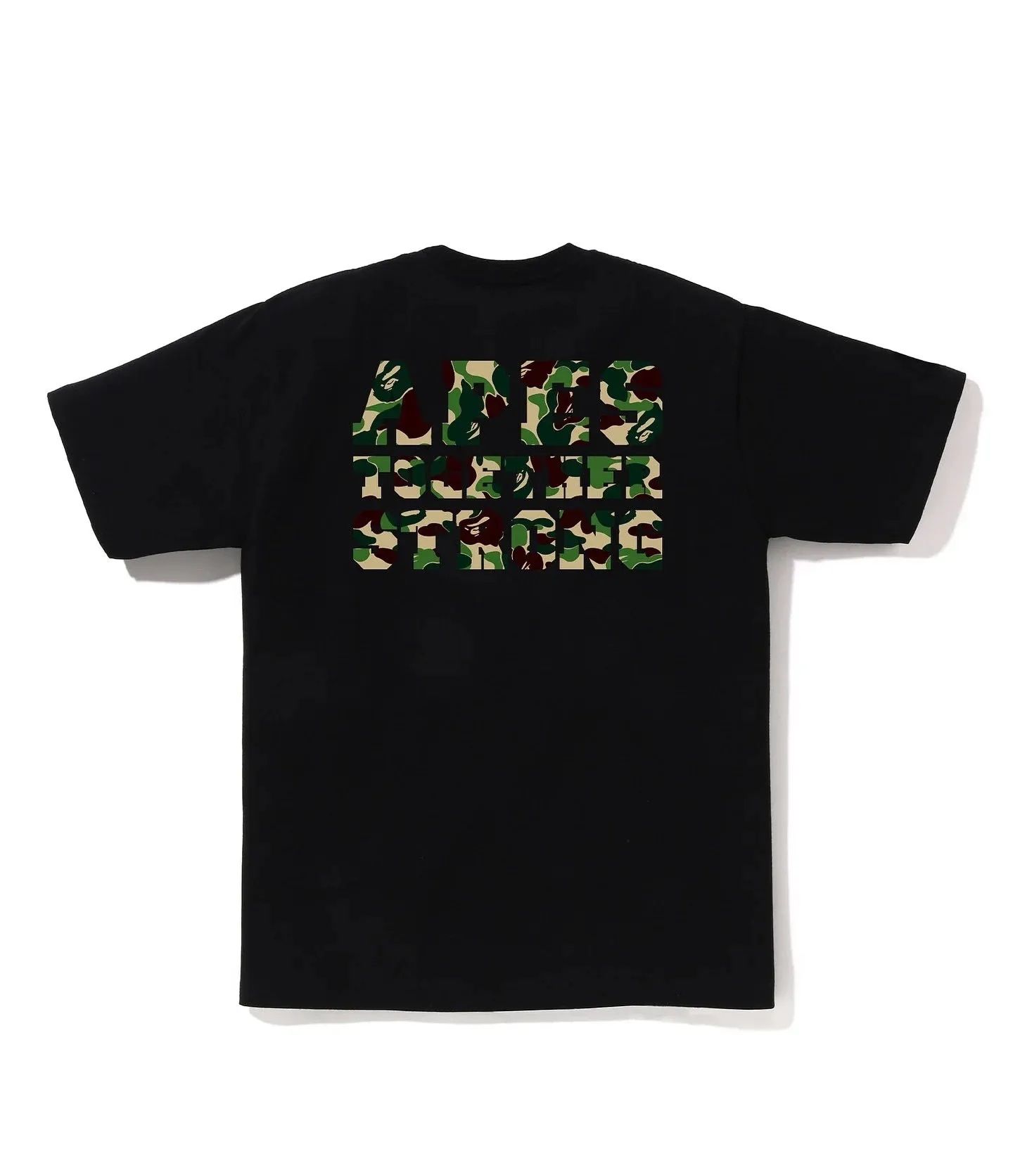P110 001133 BAPE SS25 ABC CAMO series camouflage letter ape head print loose cuffs logo short-sleeved T-shirt, same style for men and women, size smlxlxxl, black pink, white pink, black green, white green, black blue, white blue