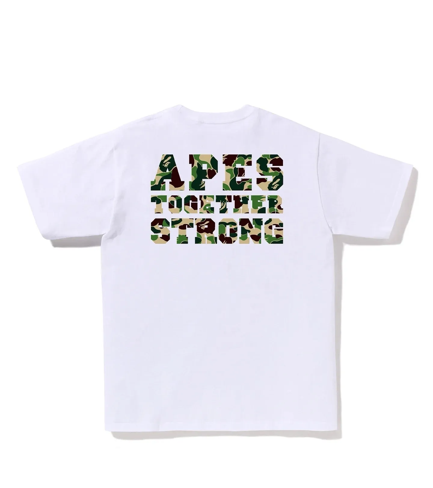 P110 001133 BAPE SS25 ABC CAMO series camouflage letter ape head print loose cuffs logo short-sleeved T-shirt, same style for men and women, size smlxlxxl, black pink, white pink, black green, white green, black blue, white blue