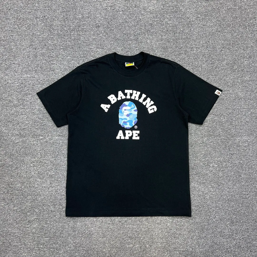 💰140 BAPE ABC camouflage ape head letter printing 280g weight linen cotton fabric ZP version Couple style: S-XXL [Black Green White Green Black Pink White Pink Black Blue White Blue]