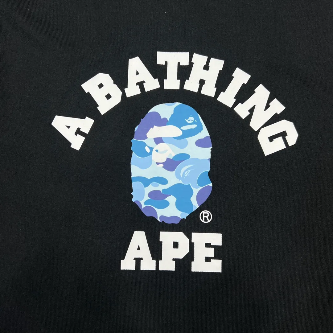 💰140 BAPE ABC camouflage ape head letter printing 280g weight linen cotton fabric ZP version Couple style: S-XXL [Black Green White Green Black Pink White Pink Black Blue White Blue]