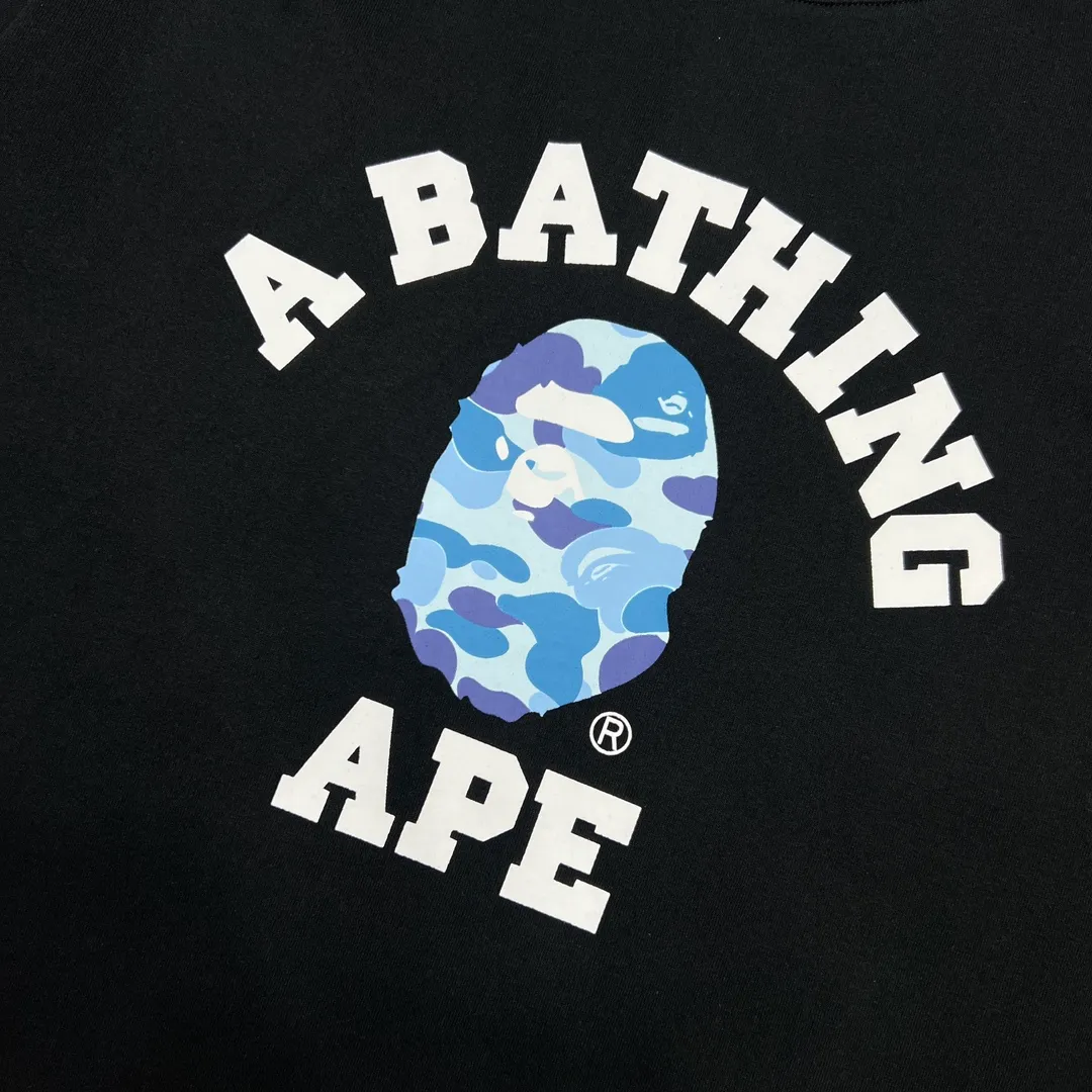 💰140 BAPE ABC camouflage ape head letter printing 280g weight linen cotton fabric ZP version Couple style: S-XXL [Black Green White Green Black Pink White Pink Black Blue White Blue]