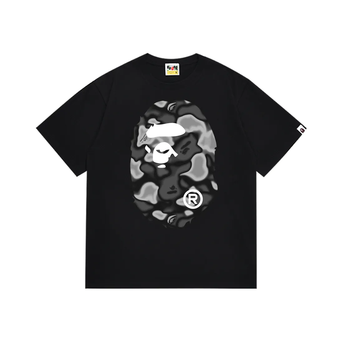 SC174#p110💰 (top version) BAPE LIQUID CAMO BIG APE liquid camouflage short-sleeved T-shirt Made of 260 grams of high-quality high-weave pure cotton fabric, double yarn combed, soft and non-pilling, imported environmentally friendly printing glue, bright and three-dimensional pattern, quality 💥Same style for men and women, the upper body is trendy Color: Black White Khaki Brown Size: S M L XL XXL