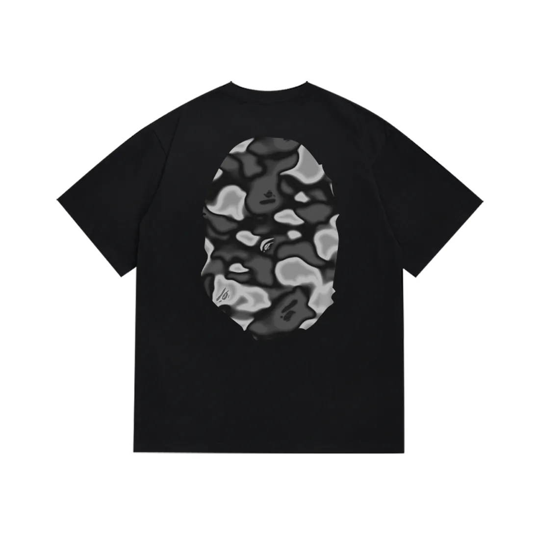 SC174#p110💰 (top version) BAPE LIQUID CAMO BIG APE liquid camouflage short-sleeved T-shirt Made of 260 grams of high-quality high-weave pure cotton fabric, double yarn combed, soft and non-pilling, imported environmentally friendly printing glue, bright and three-dimensional pattern, quality 💥Same style for men and women, the upper body is trendy Color: Black White Khaki Brown Size: S M L XL XXL
