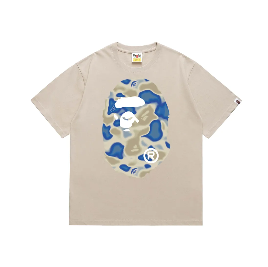 SC174#p110💰 (top version) BAPE LIQUID CAMO BIG APE liquid camouflage short-sleeved T-shirt Made of 260 grams of high-quality high-weave pure cotton fabric, double yarn combed, soft and non-pilling, imported environmentally friendly printing glue, bright and three-dimensional pattern, quality 💥Same style for men and women, the upper body is trendy Color: Black White Khaki Brown Size: S M L XL XXL
