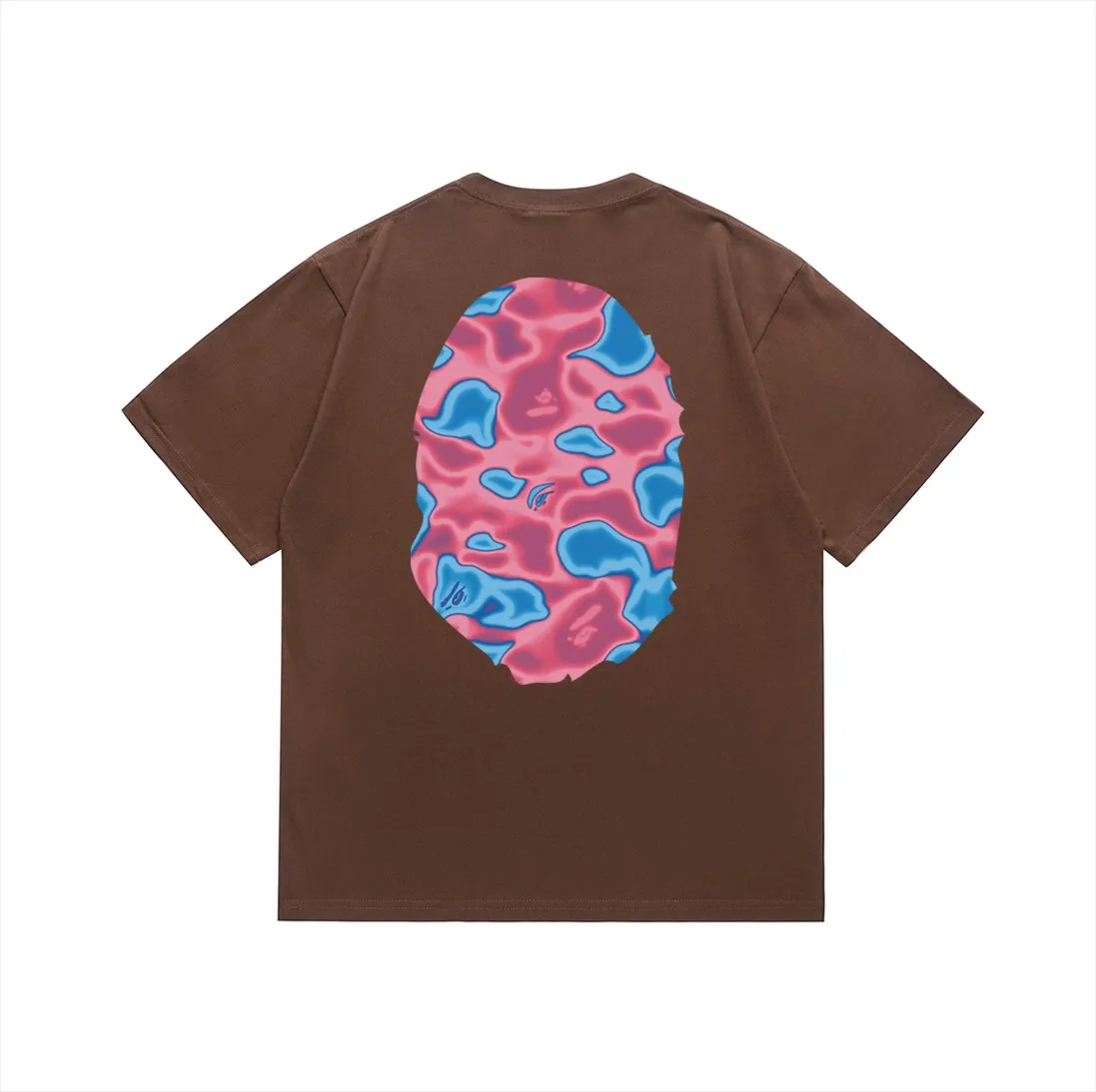 SC174#p110💰 (top version) BAPE LIQUID CAMO BIG APE liquid camouflage short-sleeved T-shirt Made of 260 grams of high-quality high-weave pure cotton fabric, double yarn combed, soft and non-pilling, imported environmentally friendly printing glue, bright and three-dimensional pattern, quality 💥Same style for men and women, the upper body is trendy Color: Black White Khaki Brown Size: S M L XL XXL
