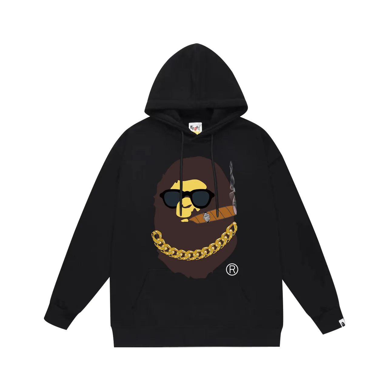 P160 model number SC786# terry 80 plus velvet 90 (top version) BAPE ape head smoking Los Angeles limited print hooded sweatshirt. Made of 380 grams of large terry (drop shoulder large version) fabric. The texture is soft and non-pilling. Imported environmentally friendly printing glue. The pattern is bright and three-dimensional. Quality 💥Same style for men and women. The upper body is trendy. Color: black white gray Size: S M L XL XXL