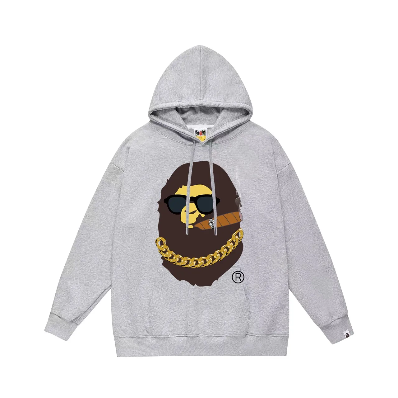 P160 model number SC786# terry 80 plus velvet 90 (top version) BAPE ape head smoking Los Angeles limited print hooded sweatshirt. Made of 380 grams of large terry (drop shoulder large version) fabric. The texture is soft and non-pilling. Imported environmentally friendly printing glue. The pattern is bright and three-dimensional. Quality 💥Same style for men and women. The upper body is trendy. Color: black white gray Size: S M L XL XXL