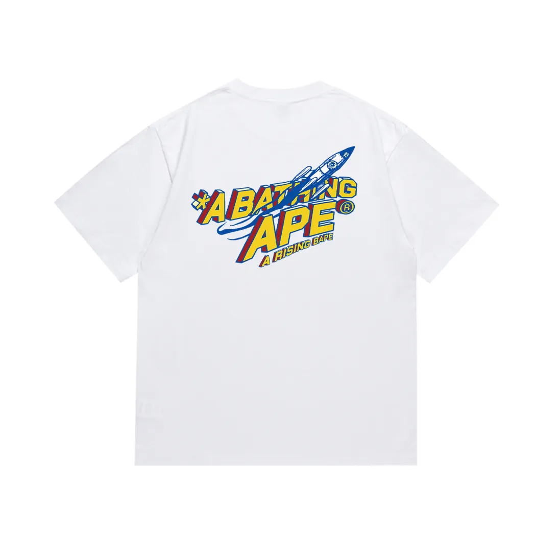 SC184#p110💰 (Top version) BAPE Lunar Ape Head Rocket Letter comic style printed T-shirt Made of 260 grams of high-quality high-weave pure cotton fabric, double yarn combed, soft texture without pilling, imported environmentally friendly printing glue, bright and three-dimensional pattern, quality 💥Same style for men and women, the upper body is fashionable Color: Black White Size: S M L XL XXL