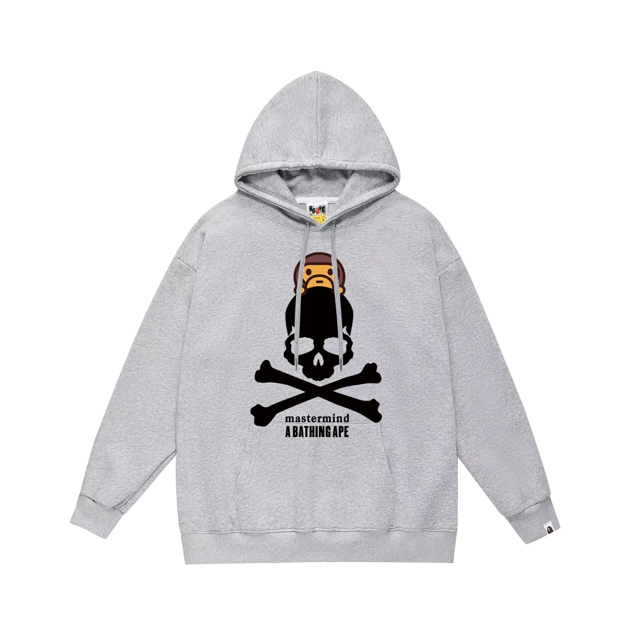 P160 model number SC777# terry 80 plus velvet 90 (top version) BAPE skull ape monkey cartoon animation hooded sweatshirt Made of 380 grams of large terry (drop shoulder large version) fabric, soft texture and no pilling Imported environmentally friendly printing glue The pattern is bright and three-dimensional Quality 💥Same style for men and women The upper body is trendy Color: black white gray Size: S M L XL XXL