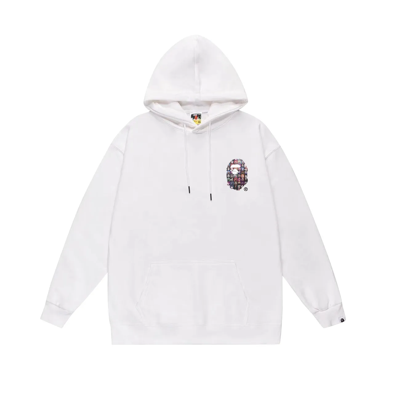 Model No. SC690#terry p160 plus velvet p180💰 (top version) BAPE Ape Universe NFT ape head letter printed hooded sweatshirt. Made of 380g large terry 430g silver fox velvet (drop shoulder large version) fabric. The texture is soft and non-pilling. Imported environmentally friendly printing glue. The pattern is bright and three-dimensional. Quality💥Same style for men and women. The upper body is trendy. Color: black white gray Size: S M L XL XXL