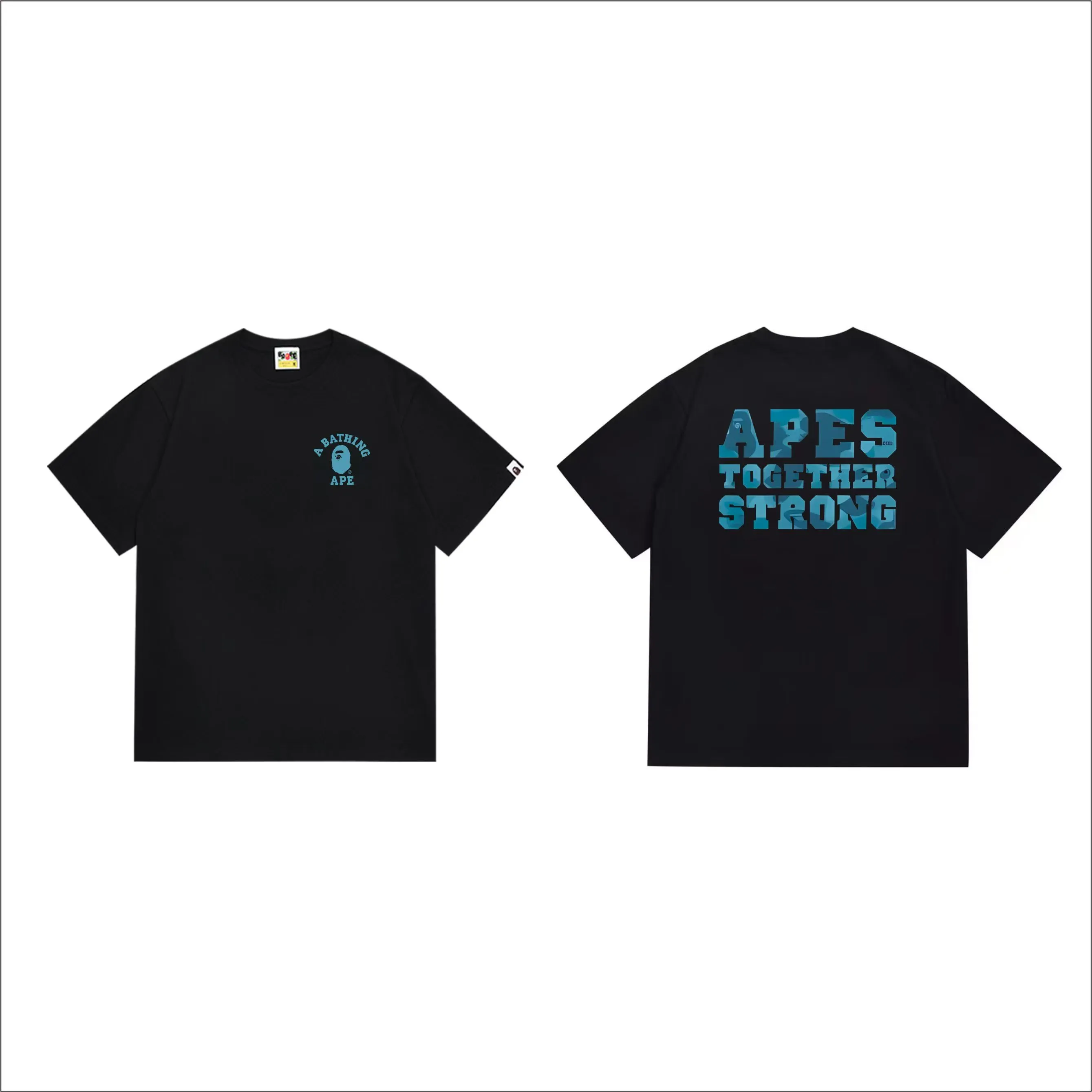 SC1025#p110💰 (top version) BAPE uses 260 grams of high-quality high-weave pure cotton fabric, double yarn combed, soft texture and no pilling, imported environmentally friendly printing glue, bright and three-dimensional pattern, quality 💥Same style for men and women, the upper body is fashionable Color: black white Size: S M L XL XXL