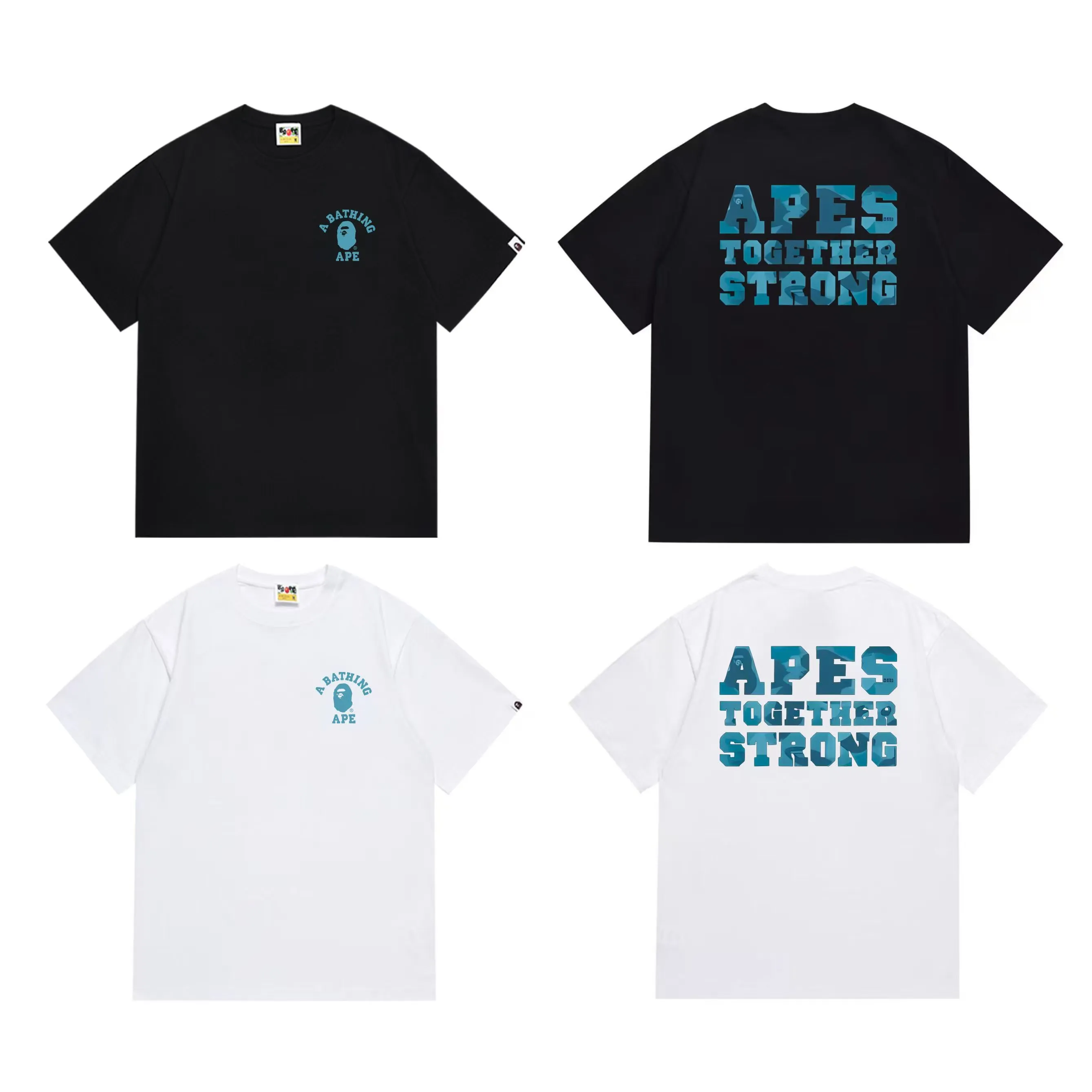SC1025#p110💰 (top version) BAPE uses 260 grams of high-quality high-weave pure cotton fabric, double yarn combed, soft texture and no pilling, imported environmentally friendly printing glue, bright and three-dimensional pattern, quality 💥Same style for men and women, the upper body is fashionable Color: black white Size: S M L XL XXL