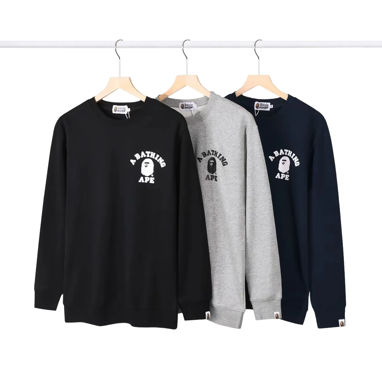 P178 2695#BAPE ape head printed round neck sweatshirt Color: Black Gray Royal Blue Size: M-XXL Fabric: 350g cotton terry Technology: Printing
