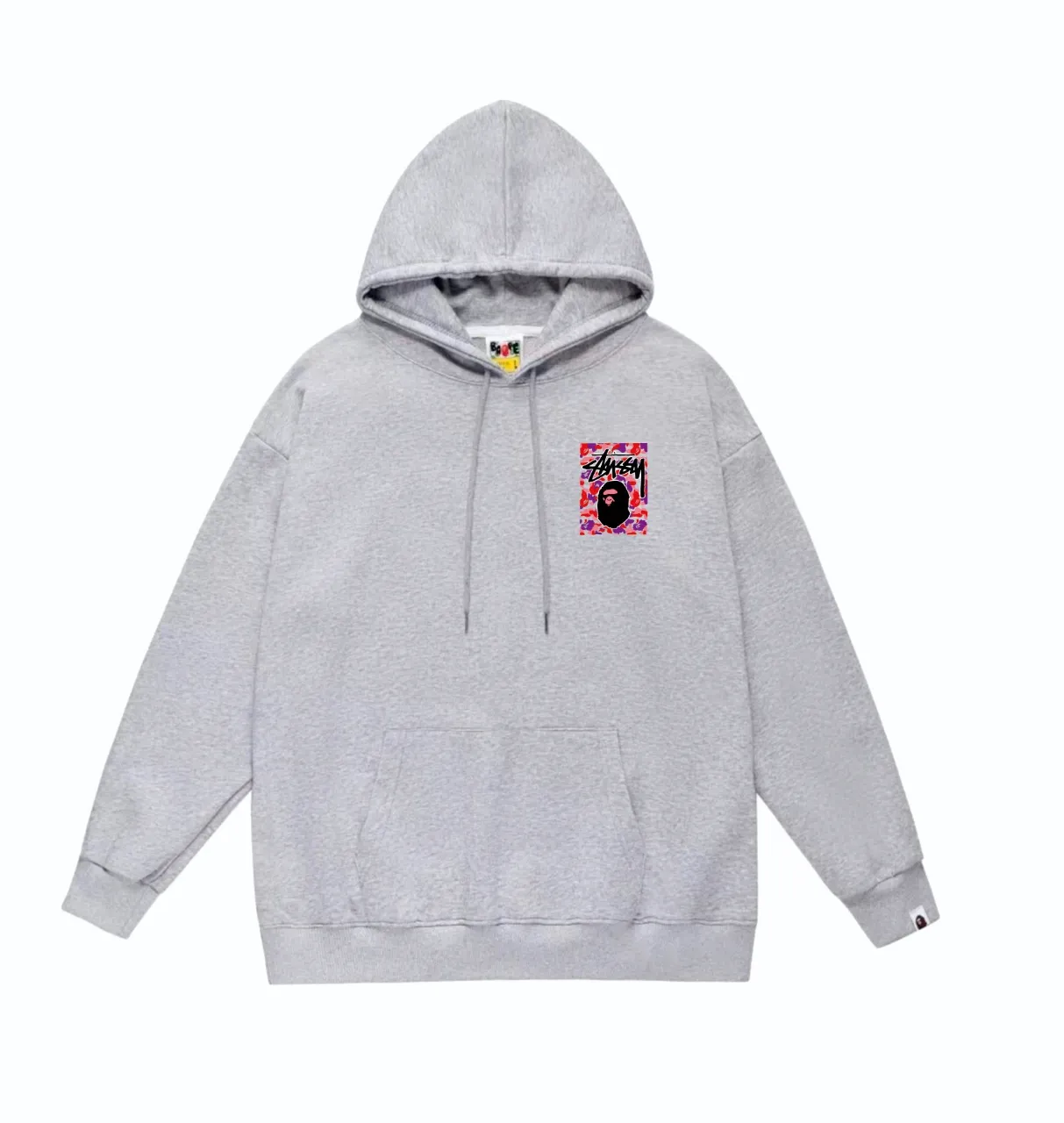P160 model number SC803# terry 80 plus velvet 90 (top version) BAPE×STUSSY co-branded Stussy letter printed hooded sweatshirt Made of 380g large terry (drop shoulder large version) fabric, soft and non-pilling texture, imported environmentally friendly printing glue, bright and three-dimensional pattern, quality 💥Same style for men and women. The upper body is trendy. Color: black red and white white red white gray red white black red black white red black gray red black Size: S M L XL XXL