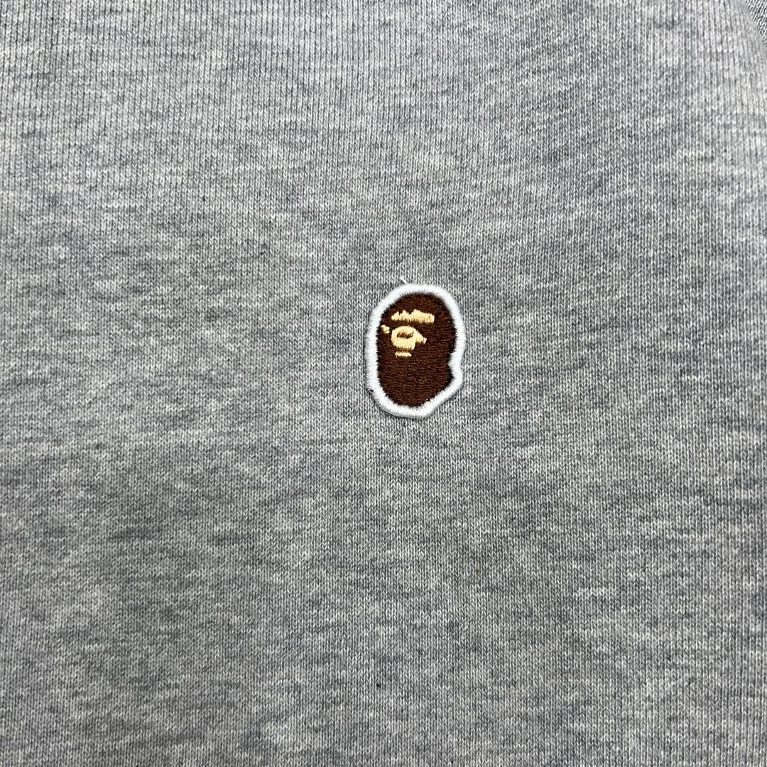 💰260 XX261 BAPE Solid color label embroidered little ape head Logo 420g weight pure cotton fabric ZP version Couple style: S—XXL [Black Gray]