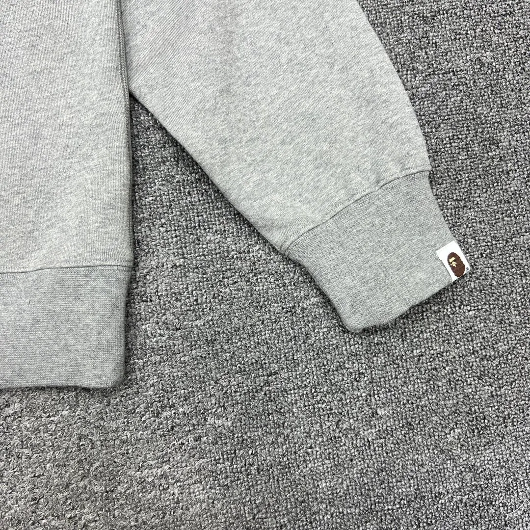 💰260 XX261 BAPE Solid color label embroidered little ape head Logo 420g weight pure cotton fabric ZP version Couple style: S—XXL [Black Gray]