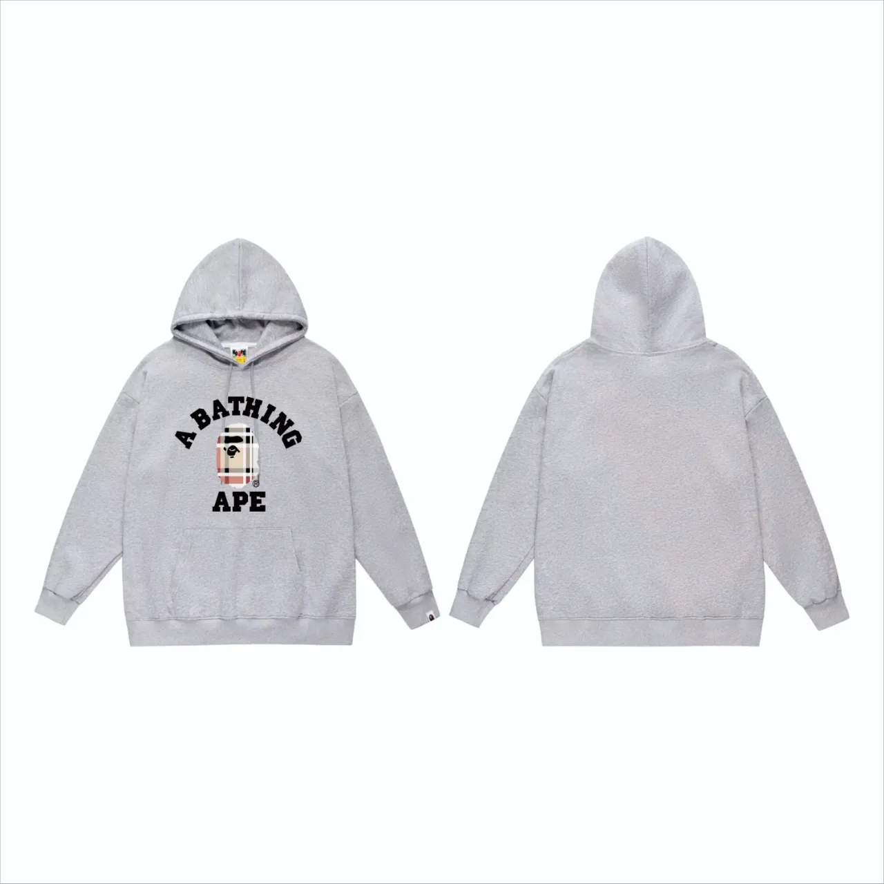 P160 model number SC822# terry 80 plus velvet 90 (top version) BAPE ape plaid pattern printed hooded sweatshirt Made of 380g large terry (drop shoulder large version) fabric, soft texture and no pilling Imported environmentally friendly printing glue The pattern is bright and three-dimensional Quality 💥Same style for men and women The upper body is trendy Color: Black White Gray Size: S M L XL XXL