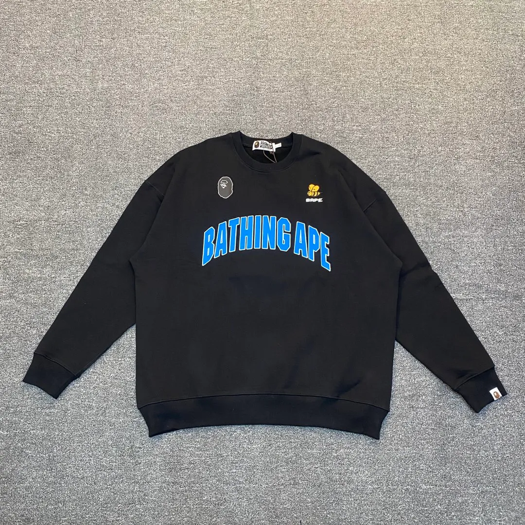 💰250 BAPE letter bee contrasting print Customized fabric 380g pure cotton round neck sweatshirt Couple style: S-XXL [black gray] BAPE letter bee contrasting print Customized fabric 380g pure cotton round neck sweatshirt Couple style: S-XXL [black gray]