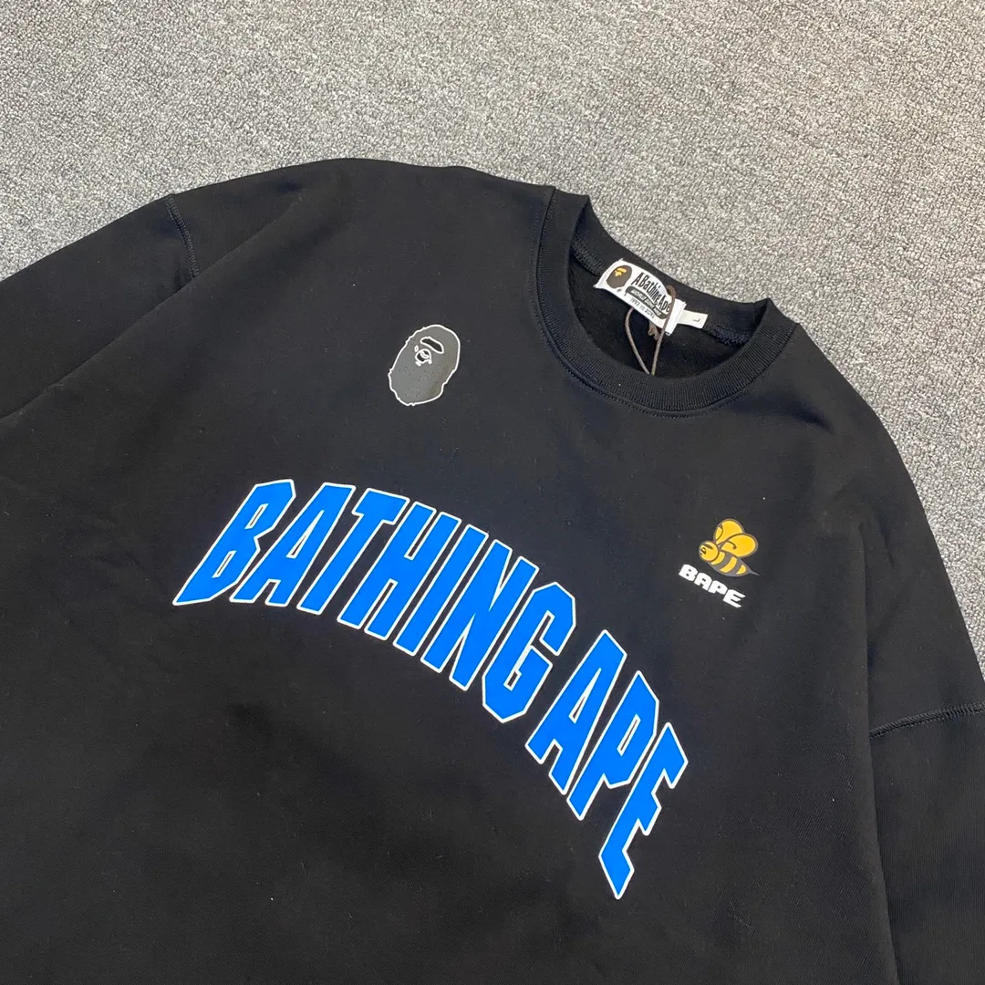 💰250 BAPE letter bee contrasting print Customized fabric 380g pure cotton round neck sweatshirt Couple style: S-XXL [black gray] BAPE letter bee contrasting print Customized fabric 380g pure cotton round neck sweatshirt Couple style: S-XXL [black gray]