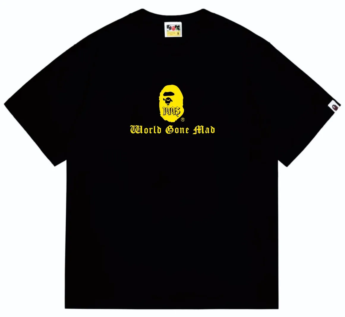 SC250#p110💰 (Top version) BAPE Contrast color ape head letter printed short-sleeved T-shirt Made of 260 grams of high-quality high-weave pure cotton fabric, double yarn combed, soft texture and no pilling Imported environmentally friendly printing glue, bright and three-dimensional pattern, quality 💥Same style for men and women, the upper body is fashionable Color: black white Size: S M L XL XXL