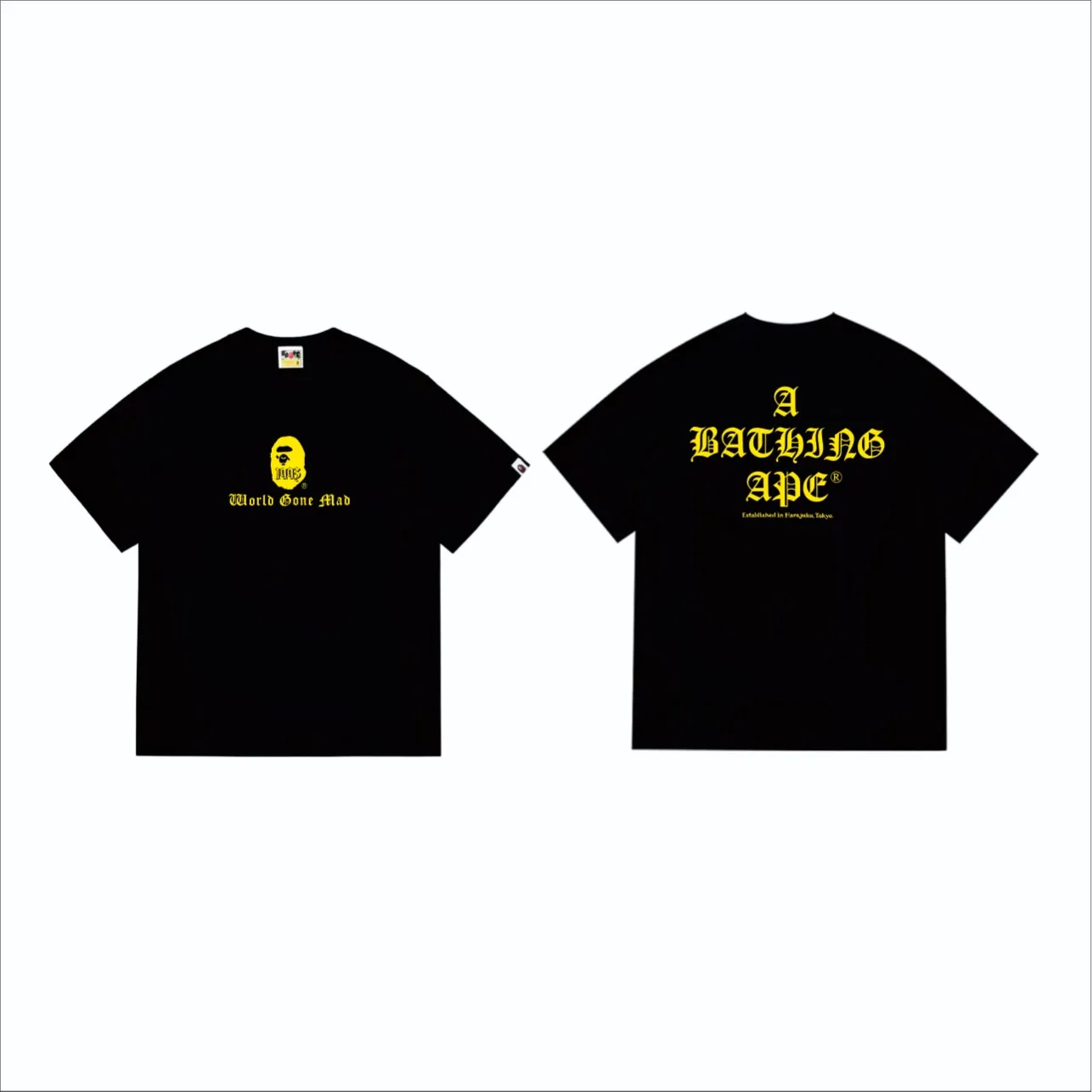 SC250#p110💰 (Top version) BAPE Contrast color ape head letter printed short-sleeved T-shirt Made of 260 grams of high-quality high-weave pure cotton fabric, double yarn combed, soft texture and no pilling Imported environmentally friendly printing glue, bright and three-dimensional pattern, quality 💥Same style for men and women, the upper body is fashionable Color: black white Size: S M L XL XXL