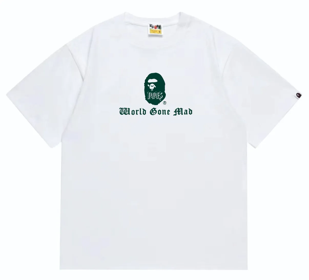 SC250#p110💰 (Top version) BAPE Contrast color ape head letter printed short-sleeved T-shirt Made of 260 grams of high-quality high-weave pure cotton fabric, double yarn combed, soft texture and no pilling Imported environmentally friendly printing glue, bright and three-dimensional pattern, quality 💥Same style for men and women, the upper body is fashionable Color: black white Size: S M L XL XXL