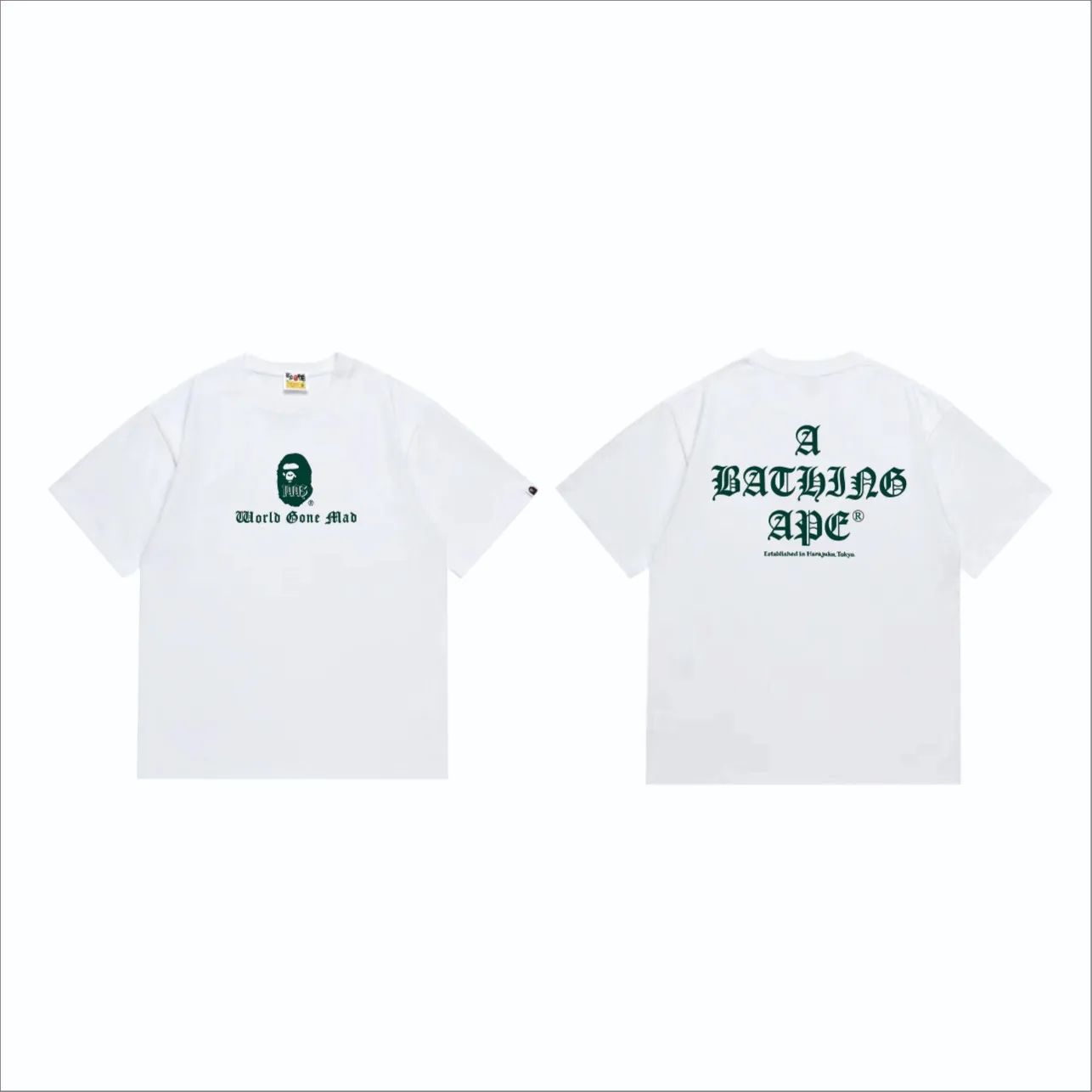 SC250#p110💰 (Top version) BAPE Contrast color ape head letter printed short-sleeved T-shirt Made of 260 grams of high-quality high-weave pure cotton fabric, double yarn combed, soft texture and no pilling Imported environmentally friendly printing glue, bright and three-dimensional pattern, quality 💥Same style for men and women, the upper body is fashionable Color: black white Size: S M L XL XXL