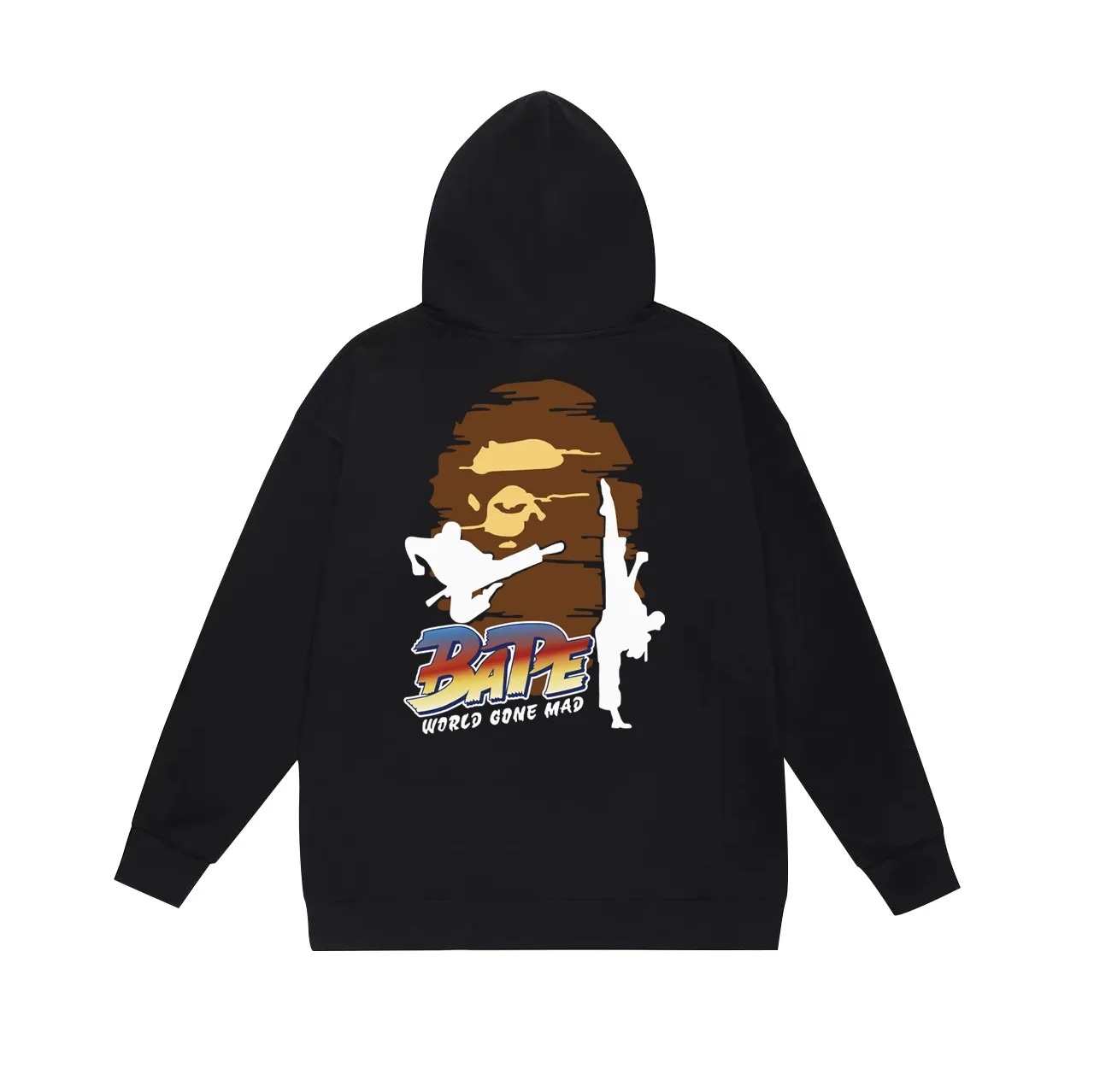 Model No. SC677#terry p160 plus velvet p180💰 (top version) BAPE Japanese karate printed hooded sweatshirt made of 380g large terry 430g silver fox velvet (drop shoulder large version) fabric, soft texture and no pilling, imported environmentally friendly printing glue, bright and three-dimensional pattern, quality 💥Same style for men and women, the upper body is trendy Color: black white gray Size: S M L XL XXL