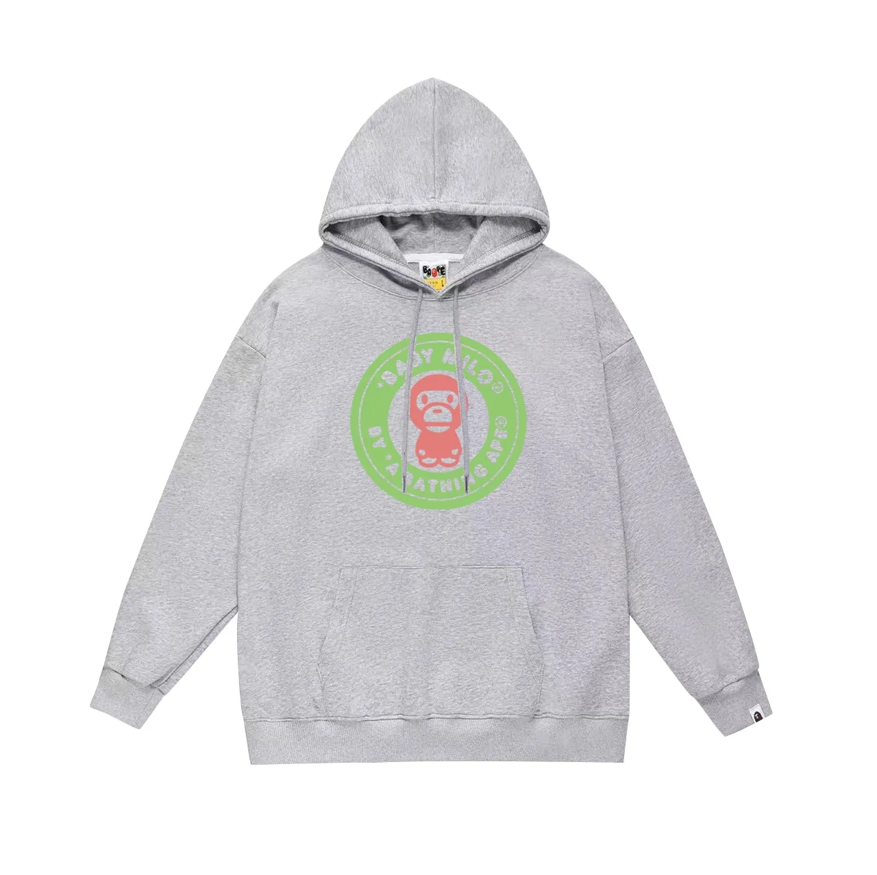 Model No. SC680#terry p160 plus velvet p180💰 (top version) BAPE cartoon BABY MILO medallion letter printed hooded sweatshirt. Made of 380g large terry 430g silver fox velvet (drop shoulder large version) fabric. The texture is soft and non-pilling. Imported environmentally friendly printing glue. The pattern is bright and three-dimensional. Quality💥Same style for men and women. The upper body is trendy. Color: black white gray Size: S M L XL XXL