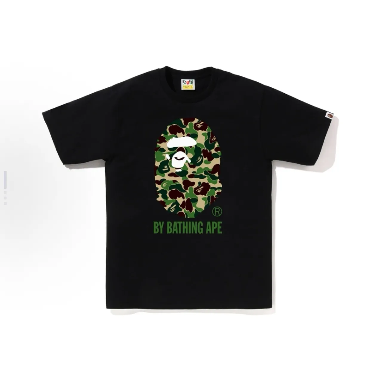 P110 001192 BAPE SS25 ABC CAMO series camouflage ape print short-sleeved T-shirt, same style for men and women, size smlxlxxl, black and green, white and green, black and blue, white and blue, black and pink, white and pink