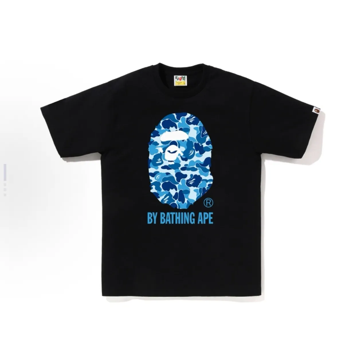 P110 001192 BAPE SS25 ABC CAMO series camouflage ape print short-sleeved T-shirt, same style for men and women, size smlxlxxl, black and green, white and green, black and blue, white and blue, black and pink, white and pink