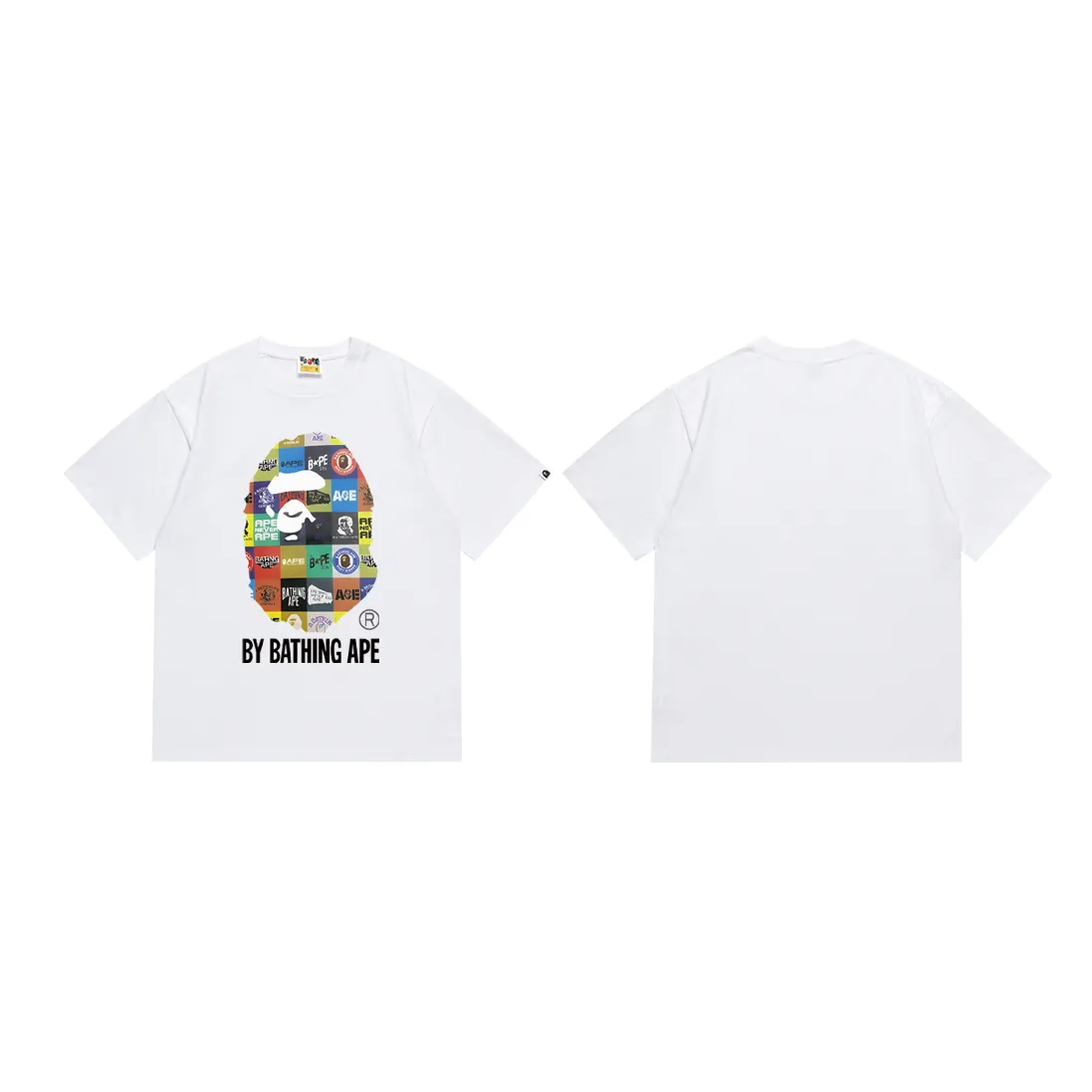 P110 SC006# (top version) Bape ape head cartoon icon printing couple style pure cotton youth popular men and women short-sleeved T-shirt Japanese fashion brand Made of 260 grams of high-quality high-weave pure cotton fabric Double yarn combed soft texture without pilling Imported environmentally friendly printing glue The pattern is bright and three-dimensional Quality 💥Same style for men and women The upper body is trendy Color: Black White Size: S M L XL XXL